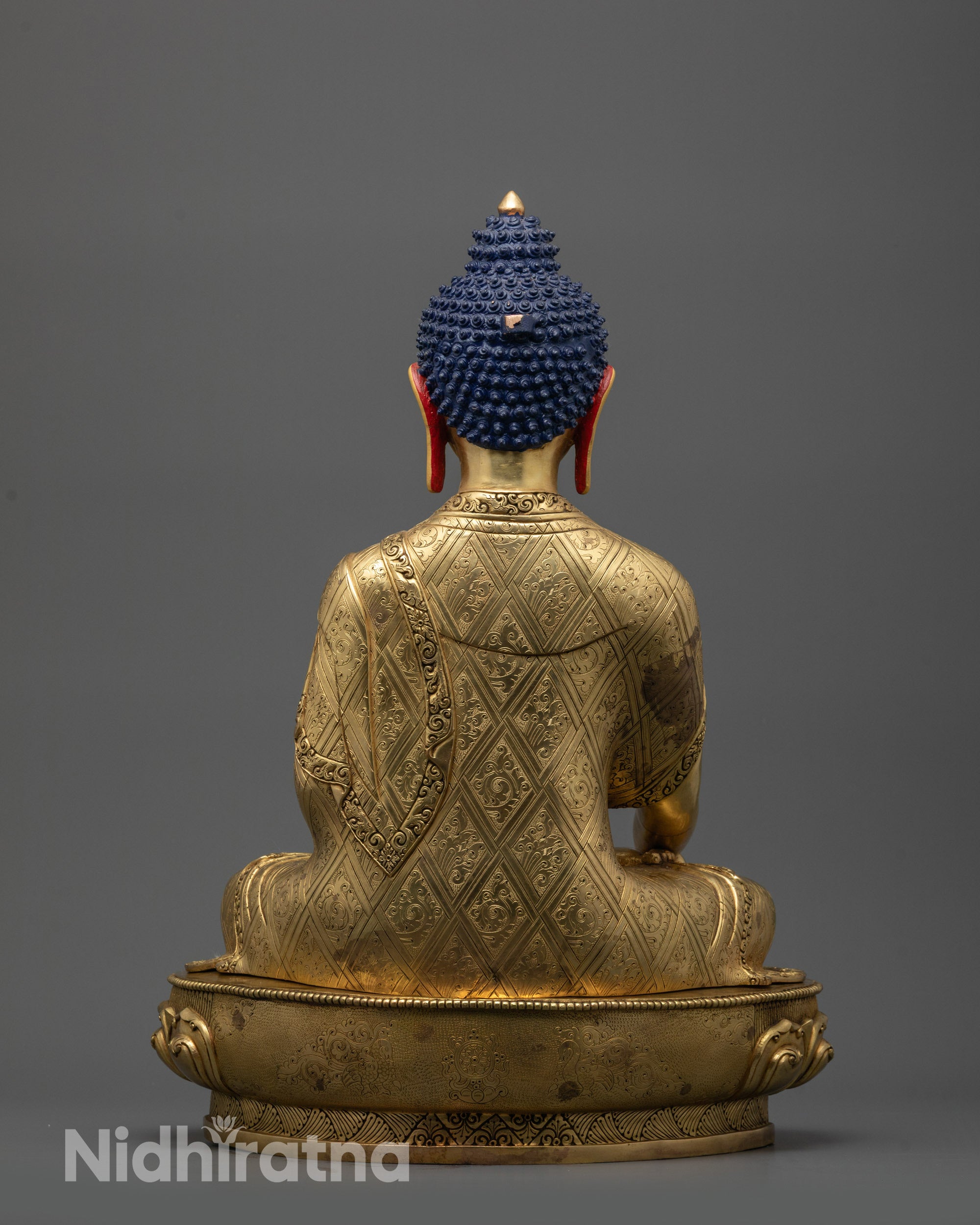 24K Fire Gold Gilded Buddha Shakyamuni Statue | Buddhist Artwork
