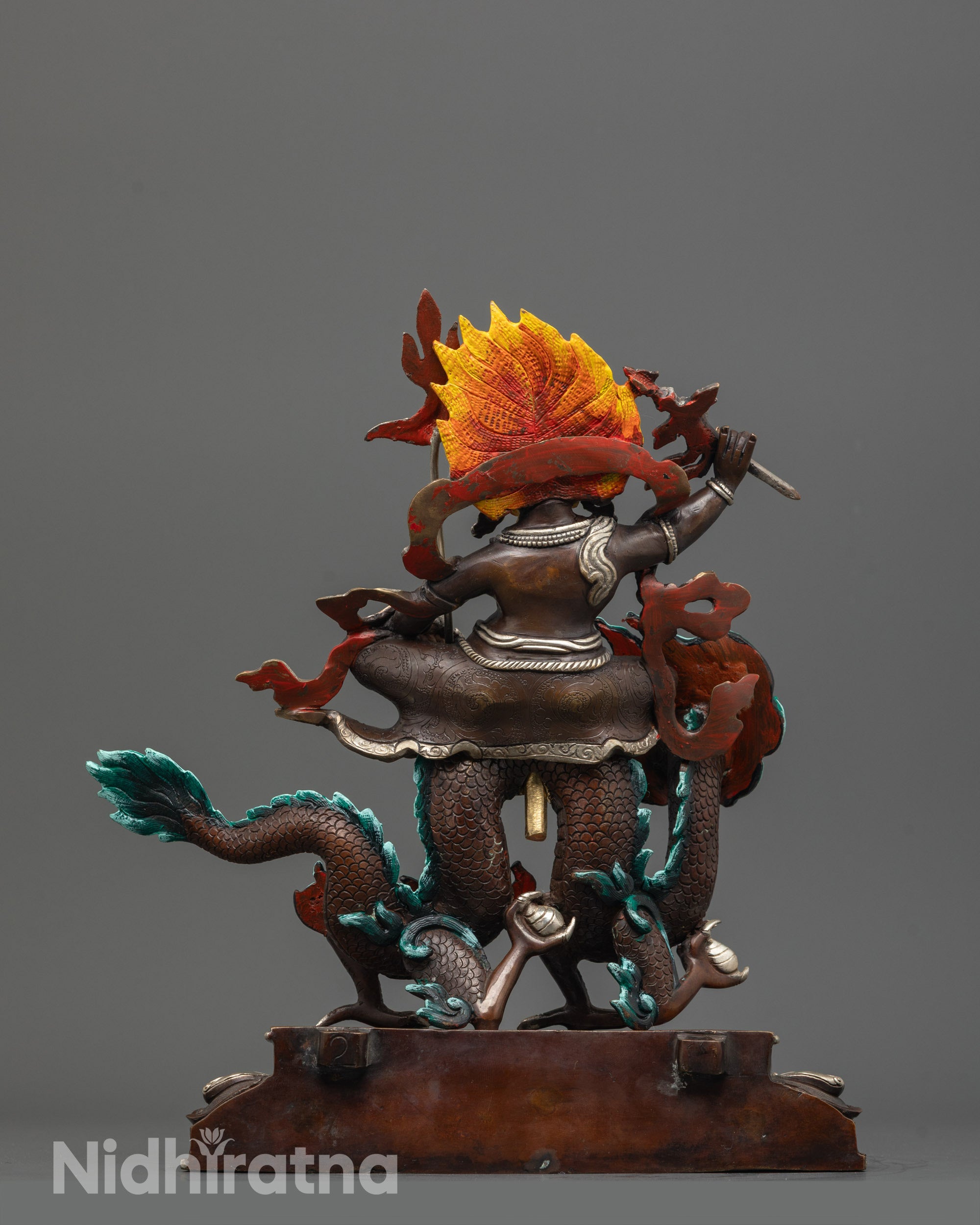 Hand-Finished White Dzambhala Statue | Authentic Oxidized Copper Craft
