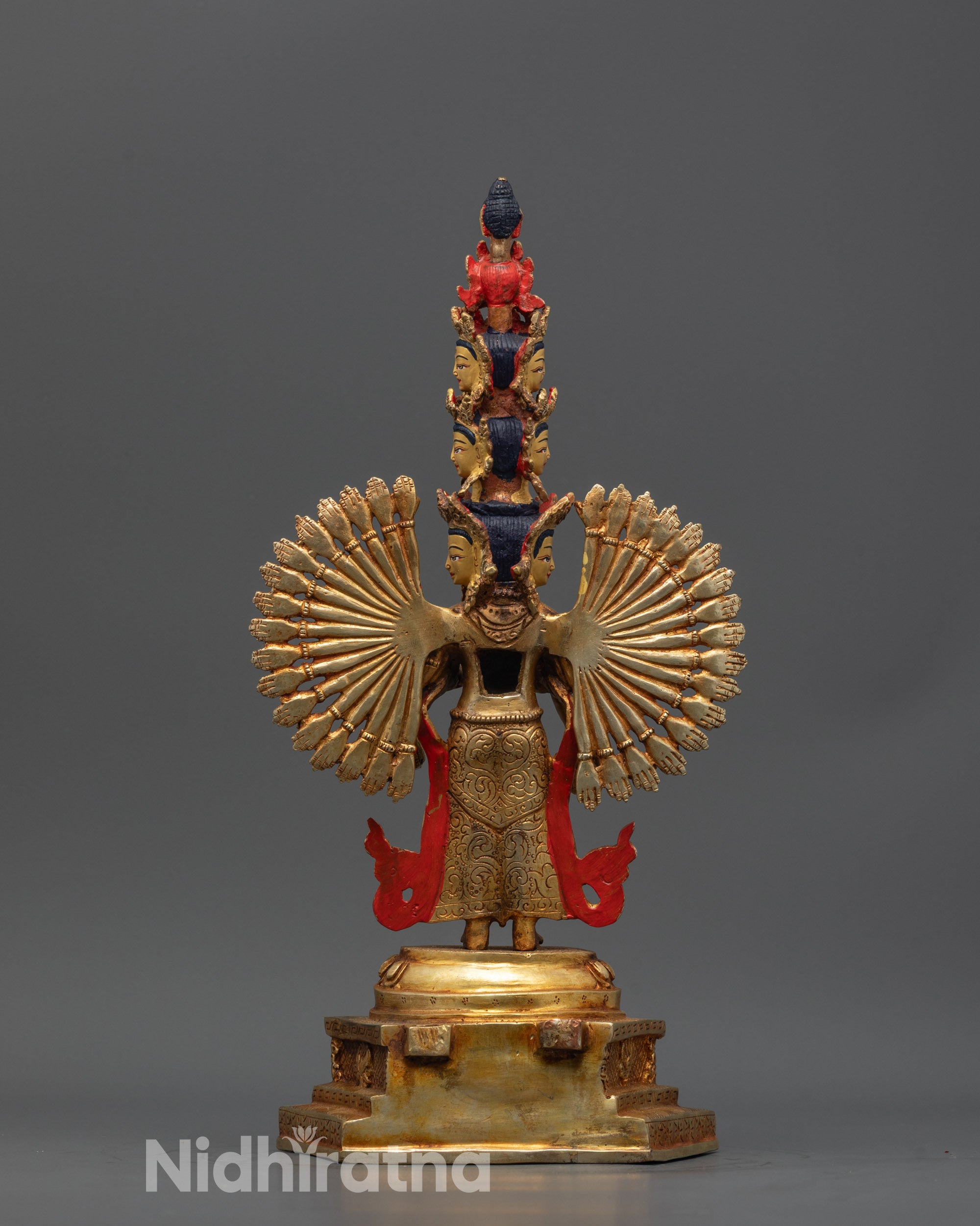 1000-Armed Chenrezig Statue | 24K Gold-Fire Gilded Spiritual Sculpture