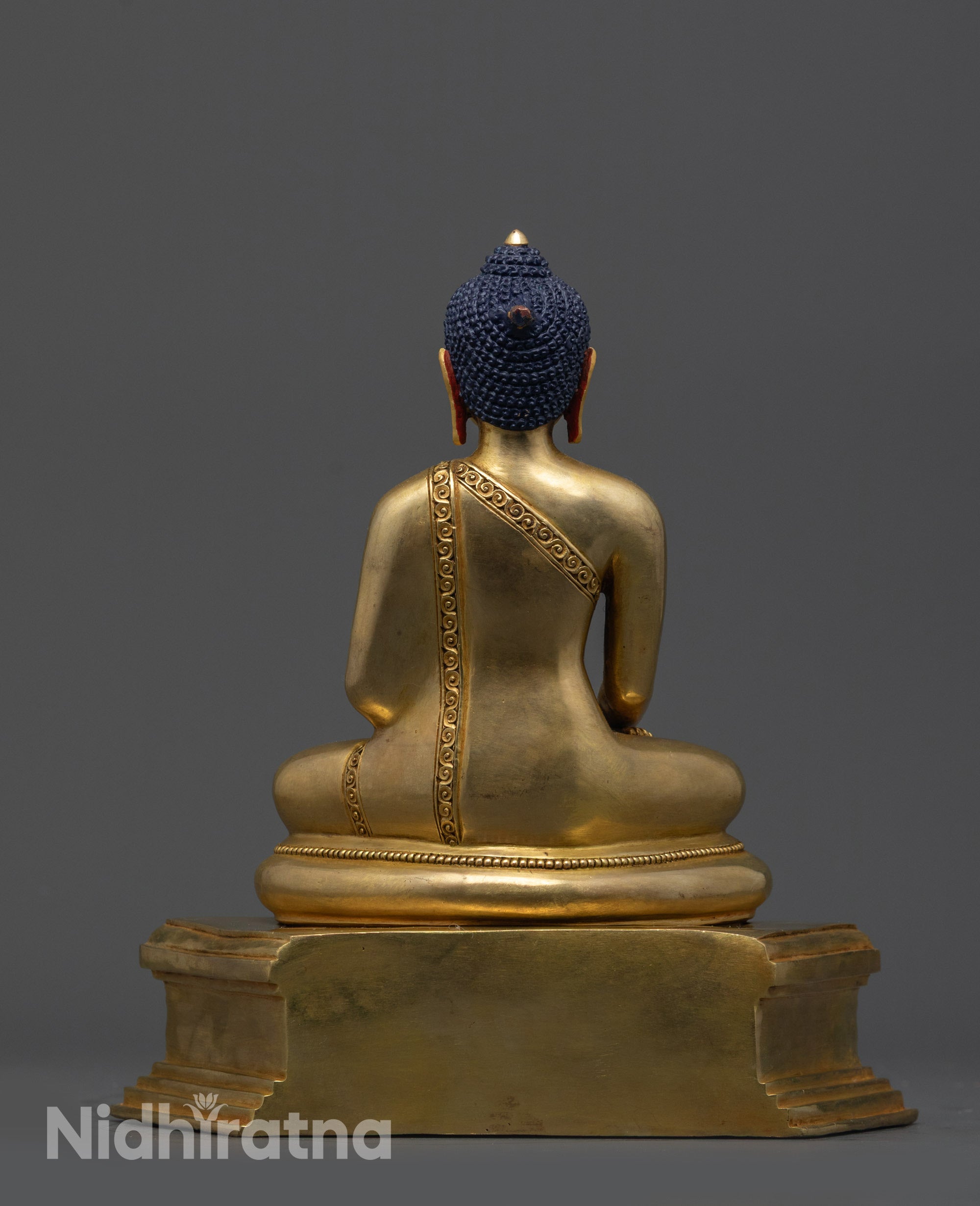 Sacred Gold Fire-Gilded Shakyamuni Buddha Sculpture | Spiritual Art