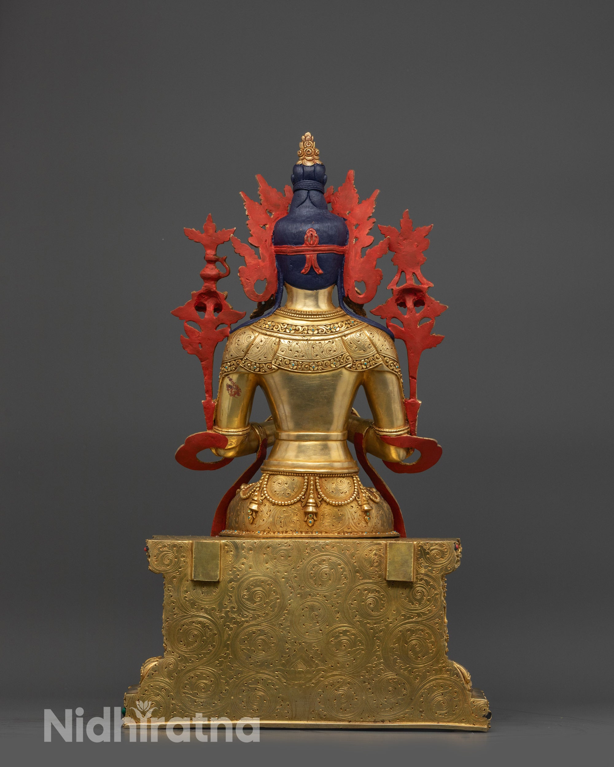Maitreya Buddha Statue | Himalayan Artwork with 24K Gold-Gilded Face