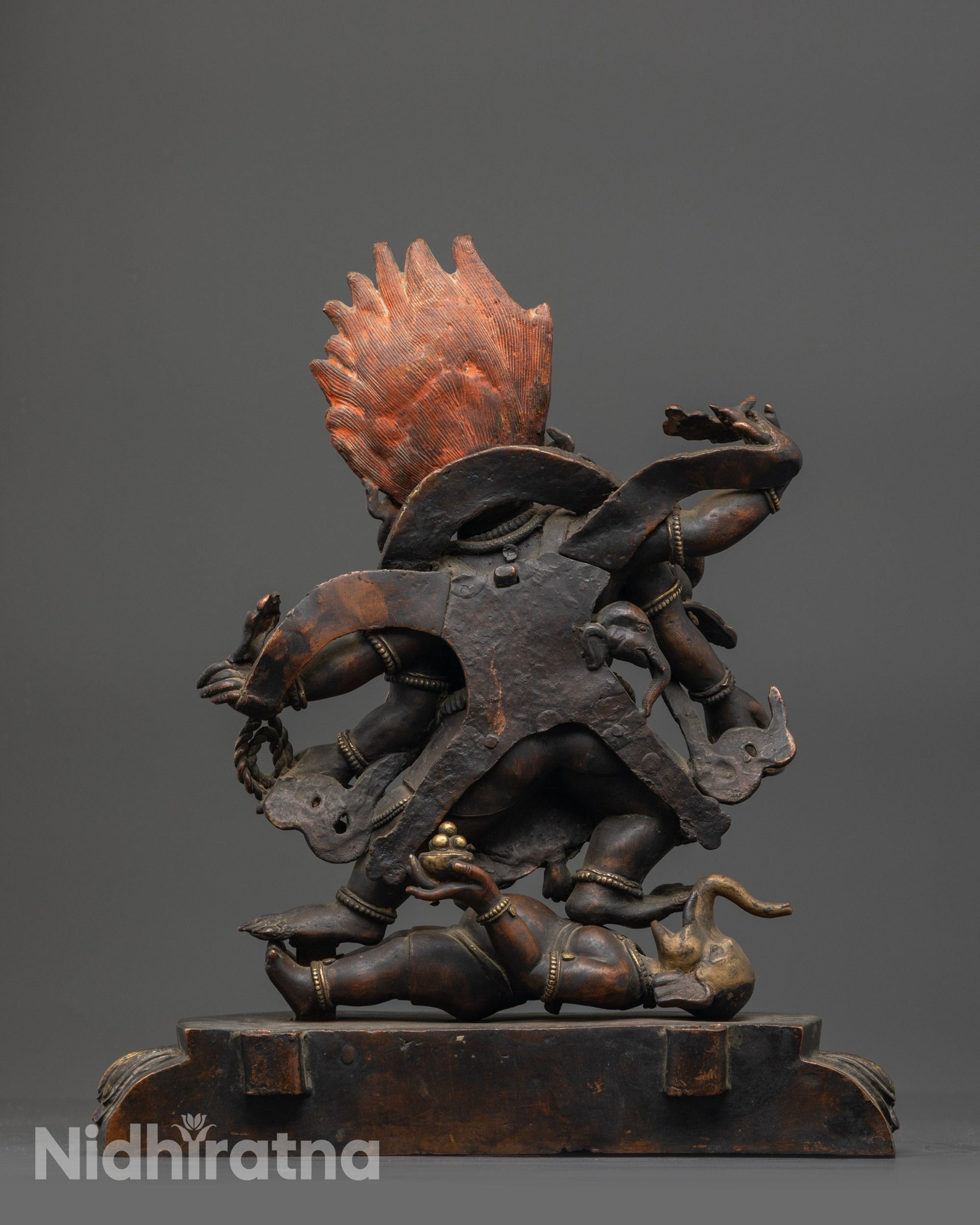 Antique Mahakala Statue | Sacred Six Armed Protector Deity Sculpture