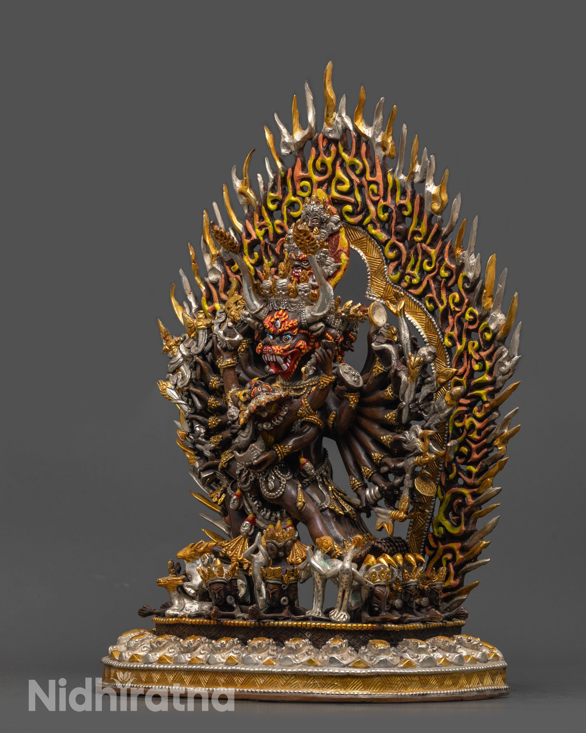 Oxidized Yamantaka Statue | Tibetan Buddhist Wrathful Deity Sculpture