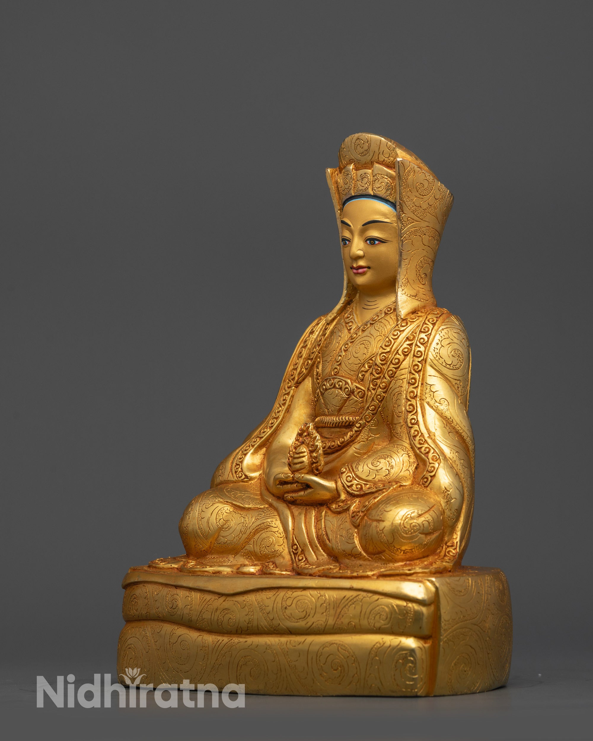 Buddhist Master Gampopa Statue for Spiritual Altars | Nepalese Artwork