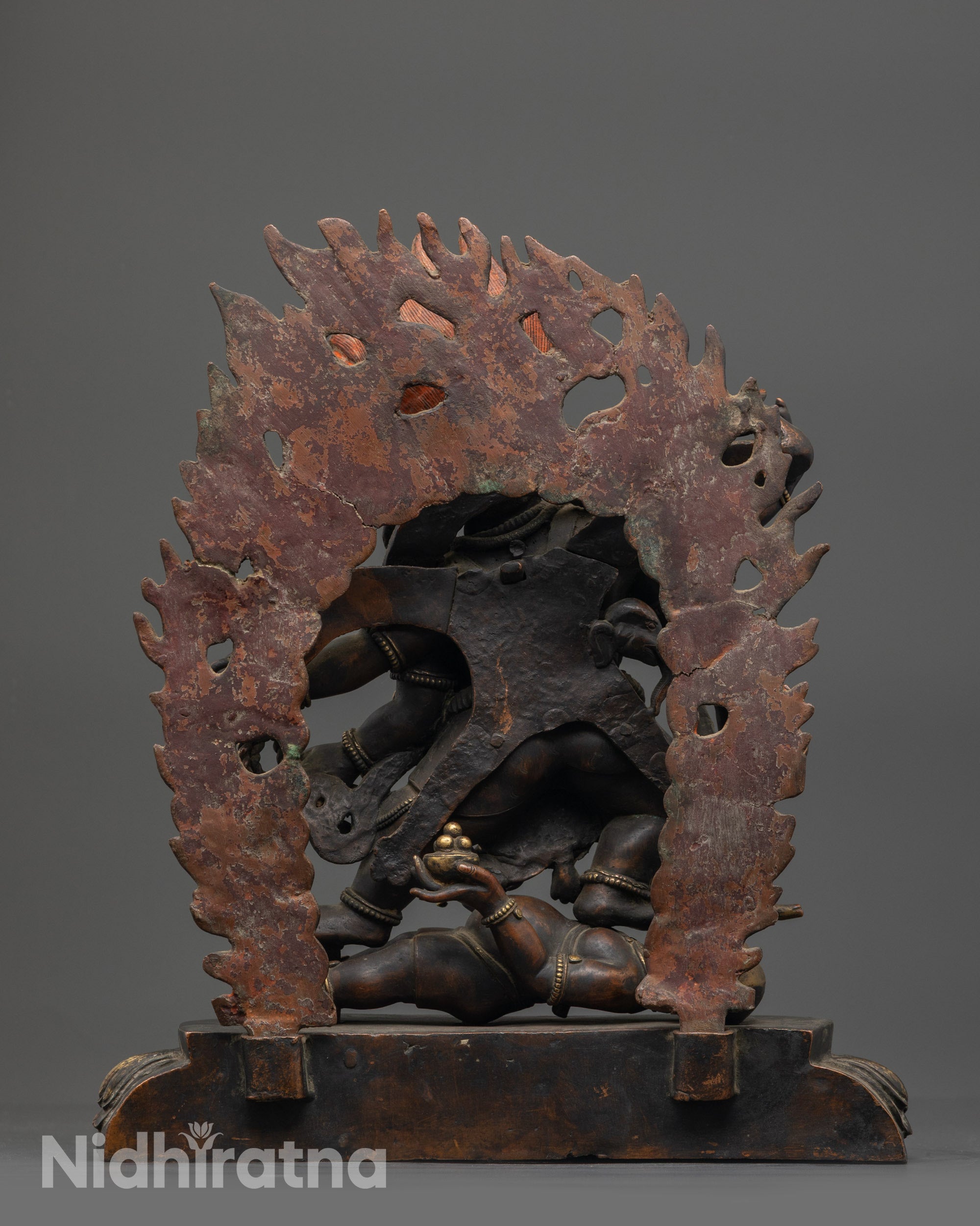 Antique Mahakala Statue | Sacred Six Armed Protector Deity Sculpture
