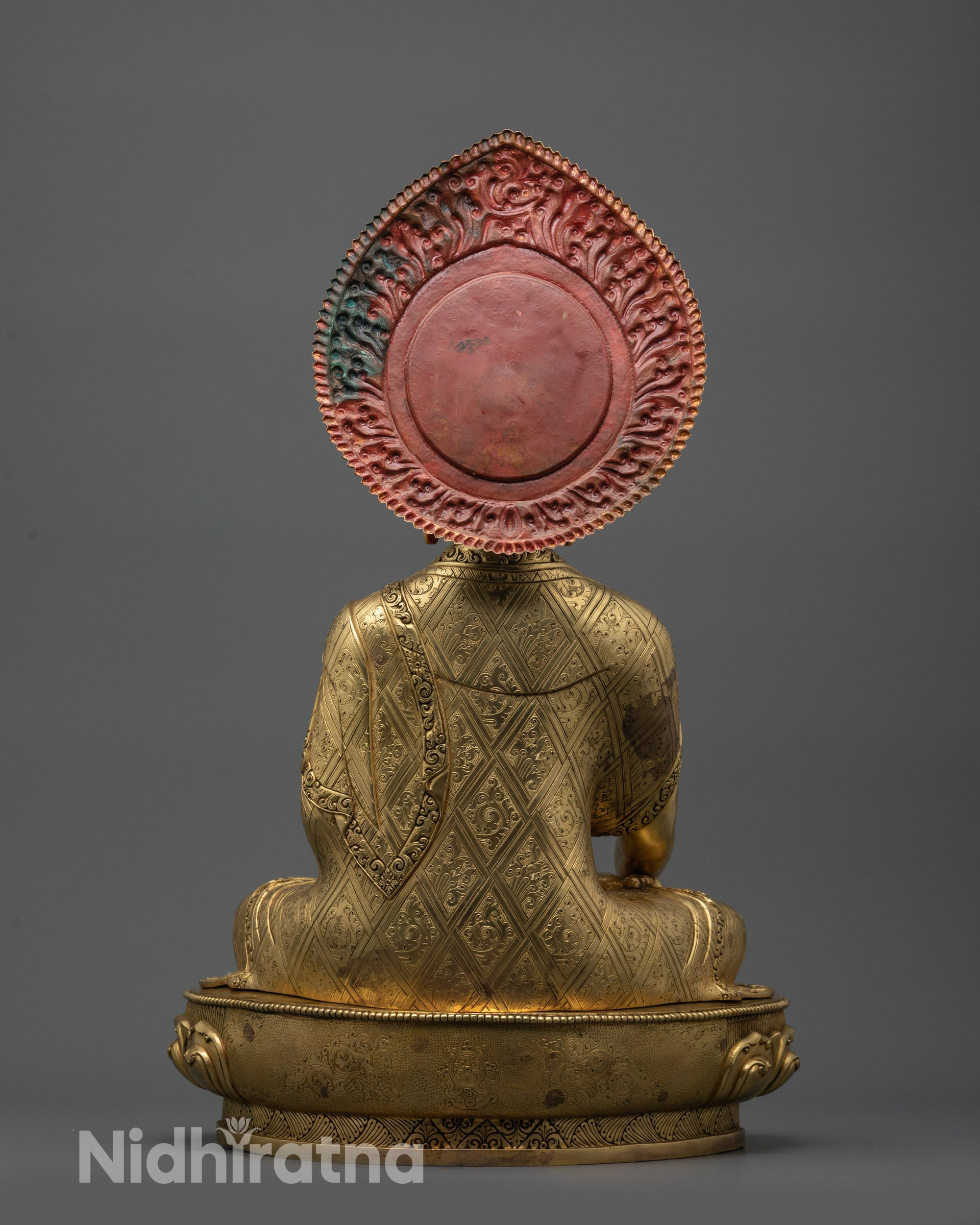 24K Fire Gold Gilded Buddha Shakyamuni Statue | Buddhist Artwork
