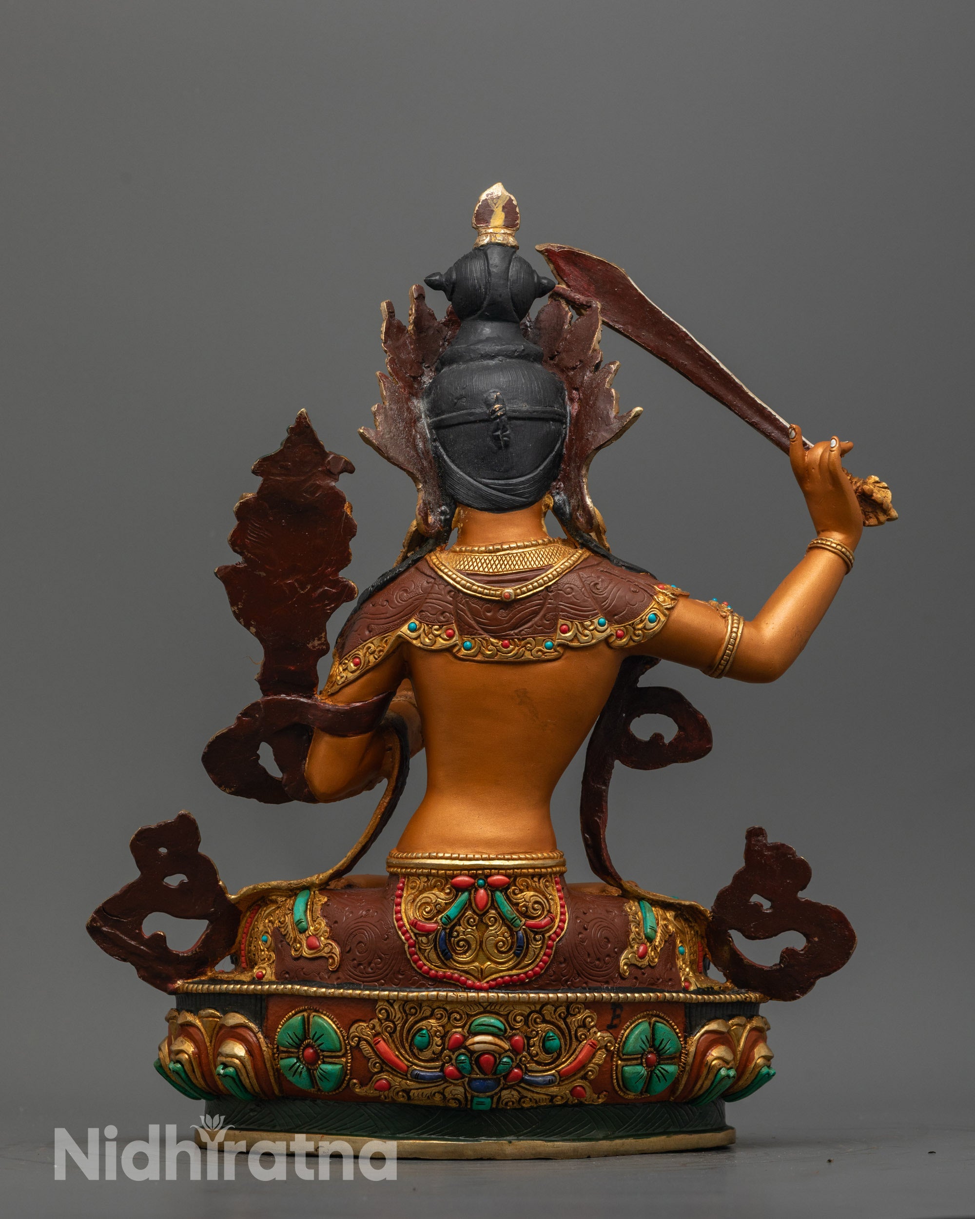 Back view of Manjushri Statue showing hollow chamber for consecration