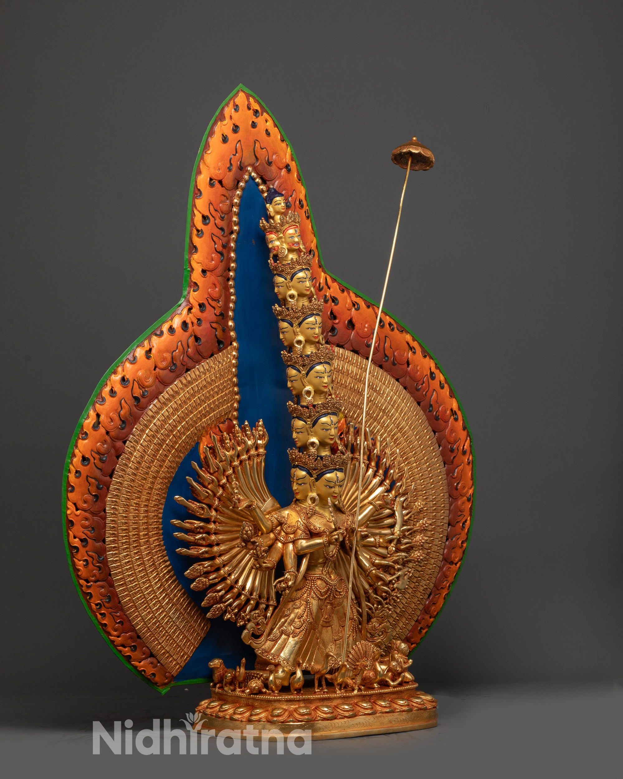 Handcrafted 1000-Armed Dukar Statue | Traditional Buddhist Artwork