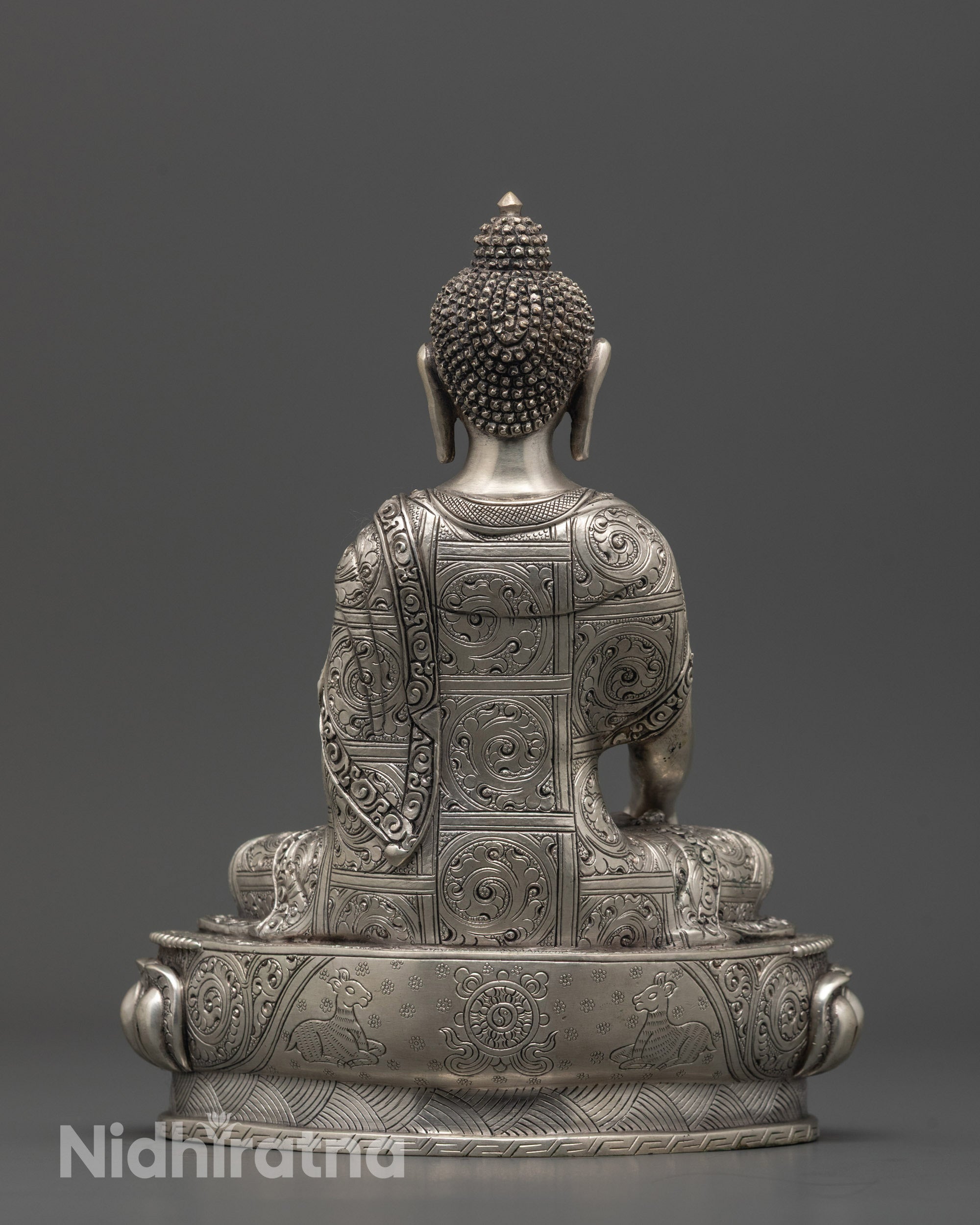 Silver-Plated Shakyamuni Buddha Statue | Buddhist Altar Figurine