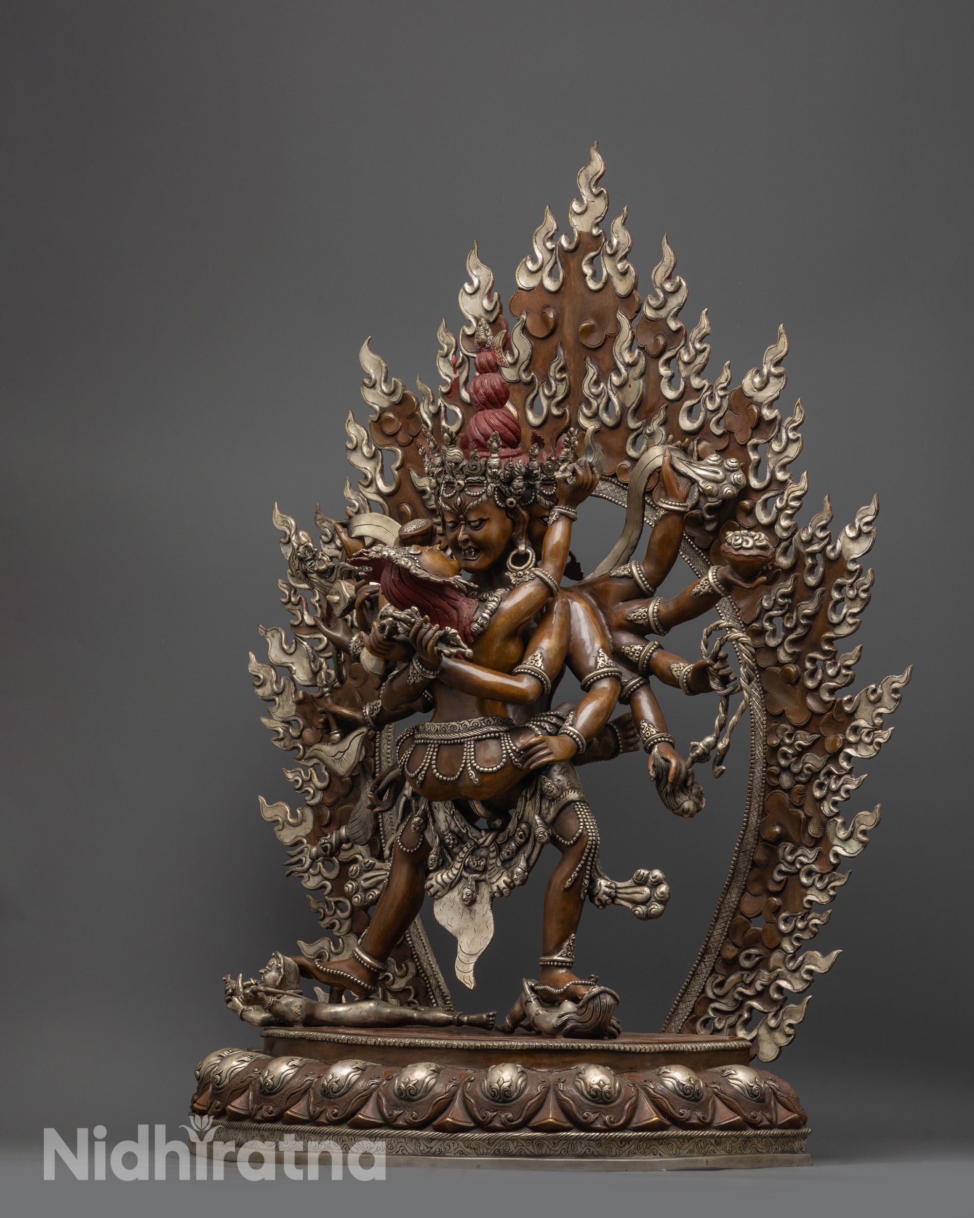 Oxidized Tantra Kalachakra Statue | Wheel of Time Deity for Rituals