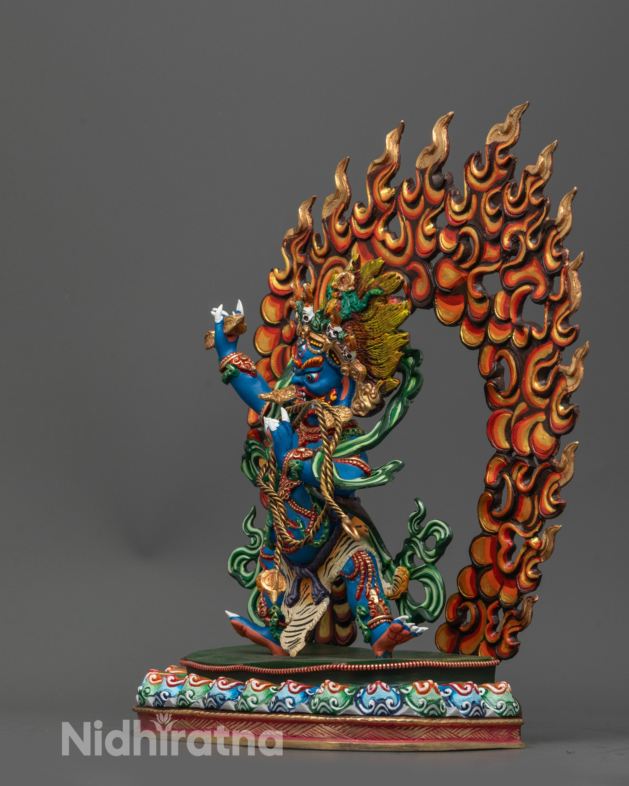 Rare Blue Colored Buddhist Protector Vajrapani(Chana Dorje) Statue