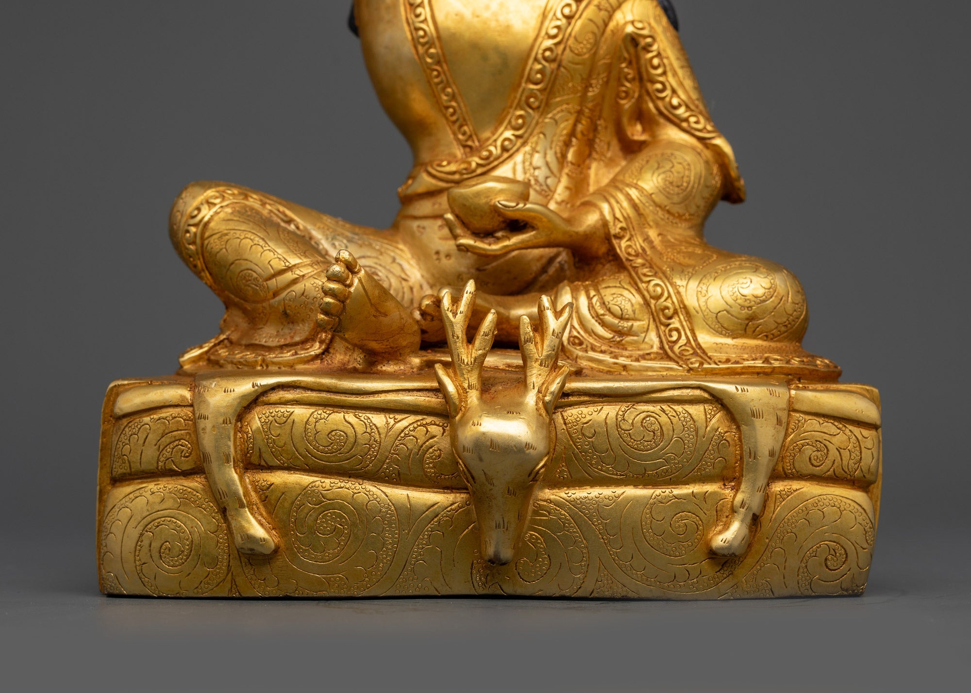 Buddhist Master Milarepa Statue | Detailed 24K Gold-Gilded Face