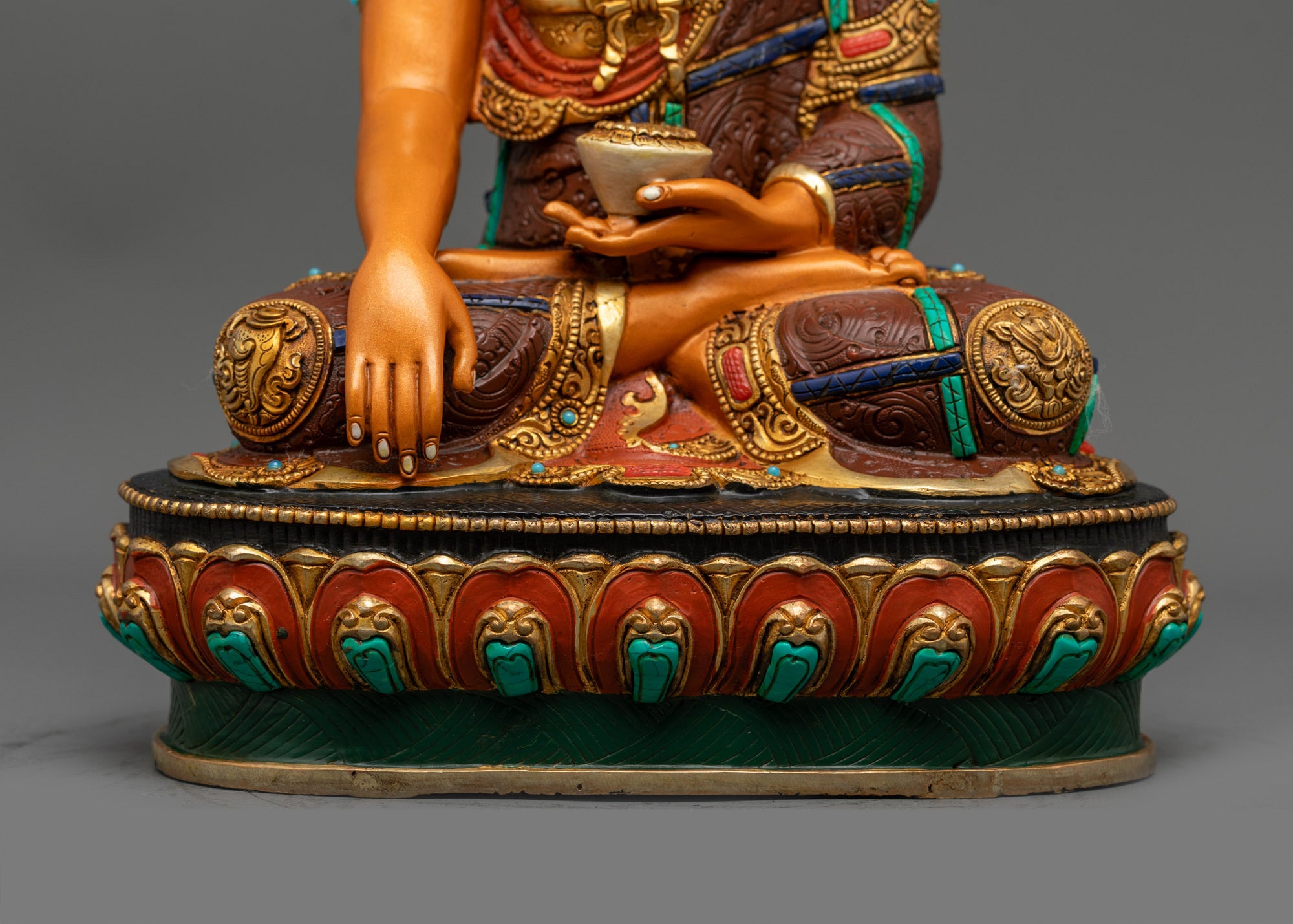 Premium Hand-Carved Shakyamuni Buddha Sculpture | Colored Statue