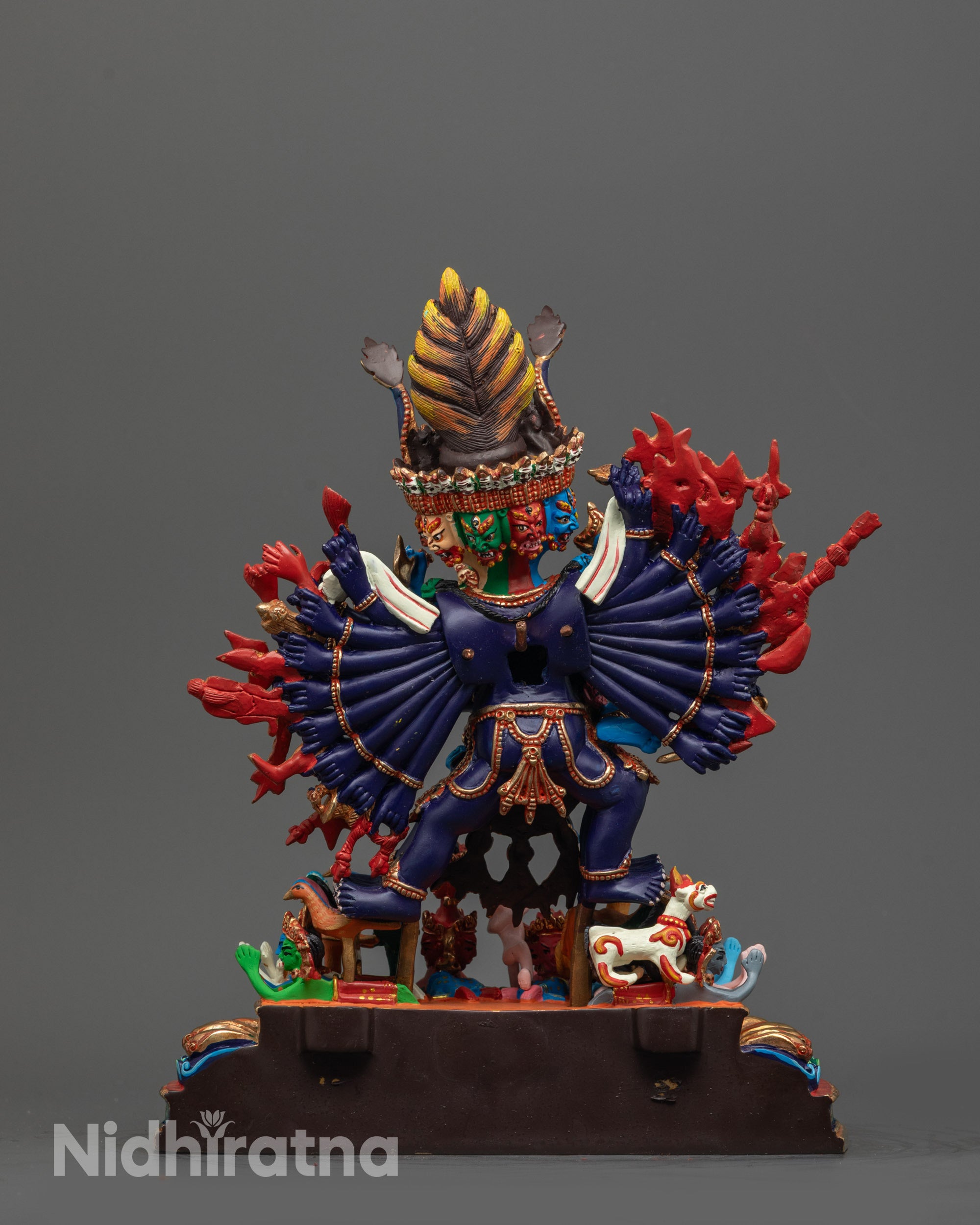 Tibetan Yamantaka Statue | Handcrafted Dark Blue Sculpture