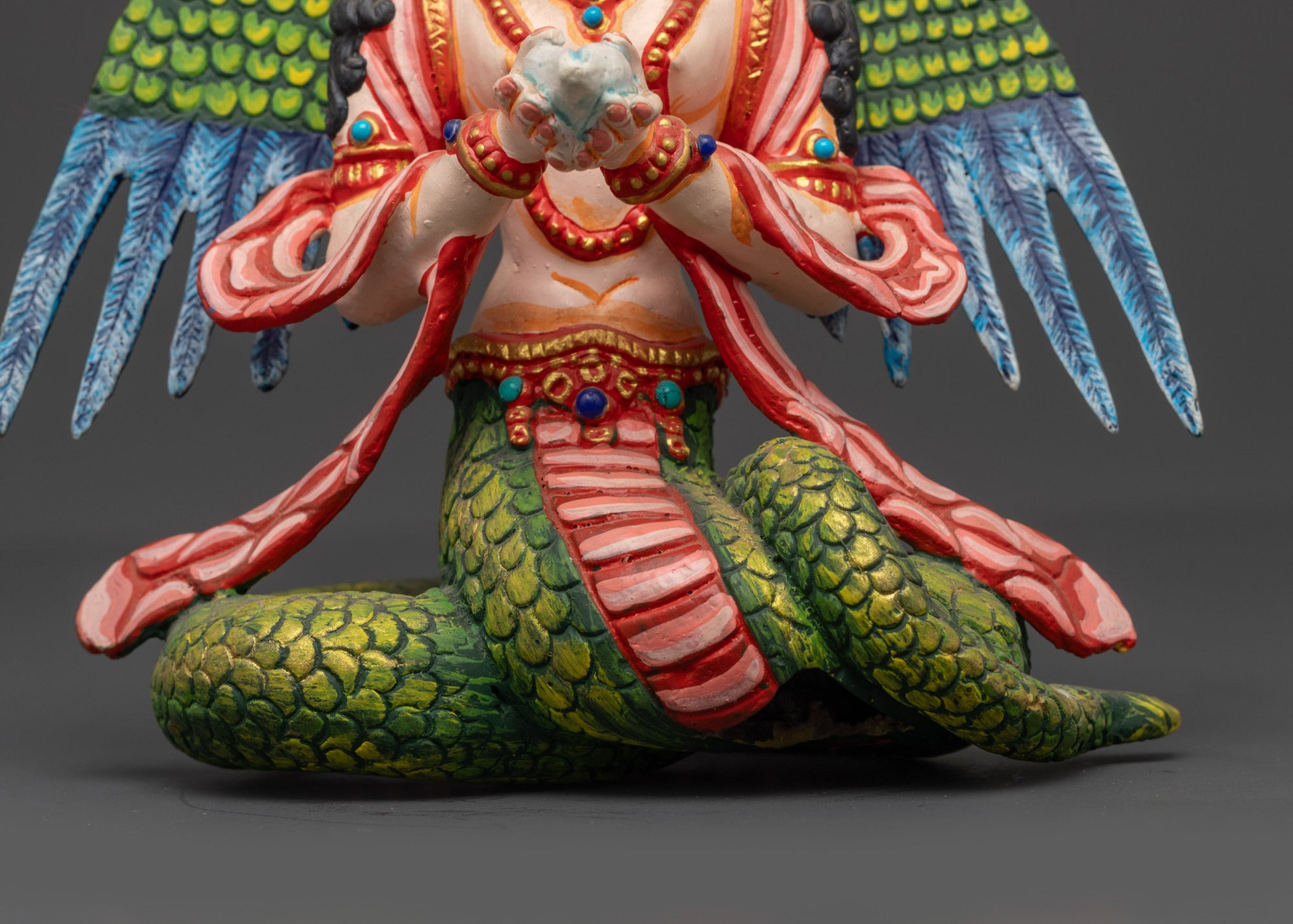 Hand-Painted Naga Kanya Statue | Handcrafted Serpent Goddess Sculpture