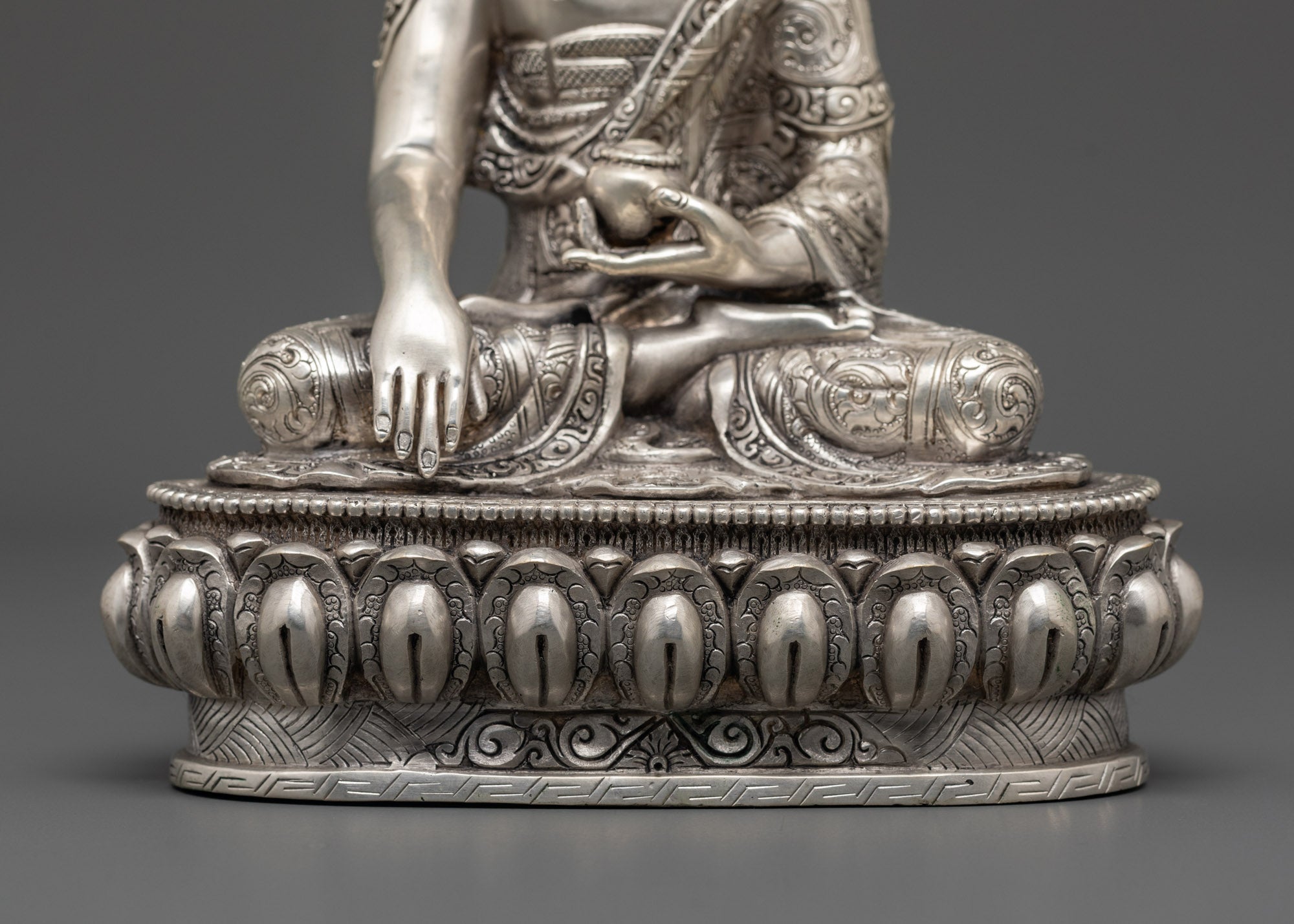 Silver-Plated Shakyamuni Buddha Statue | Buddhist Altar Figurine