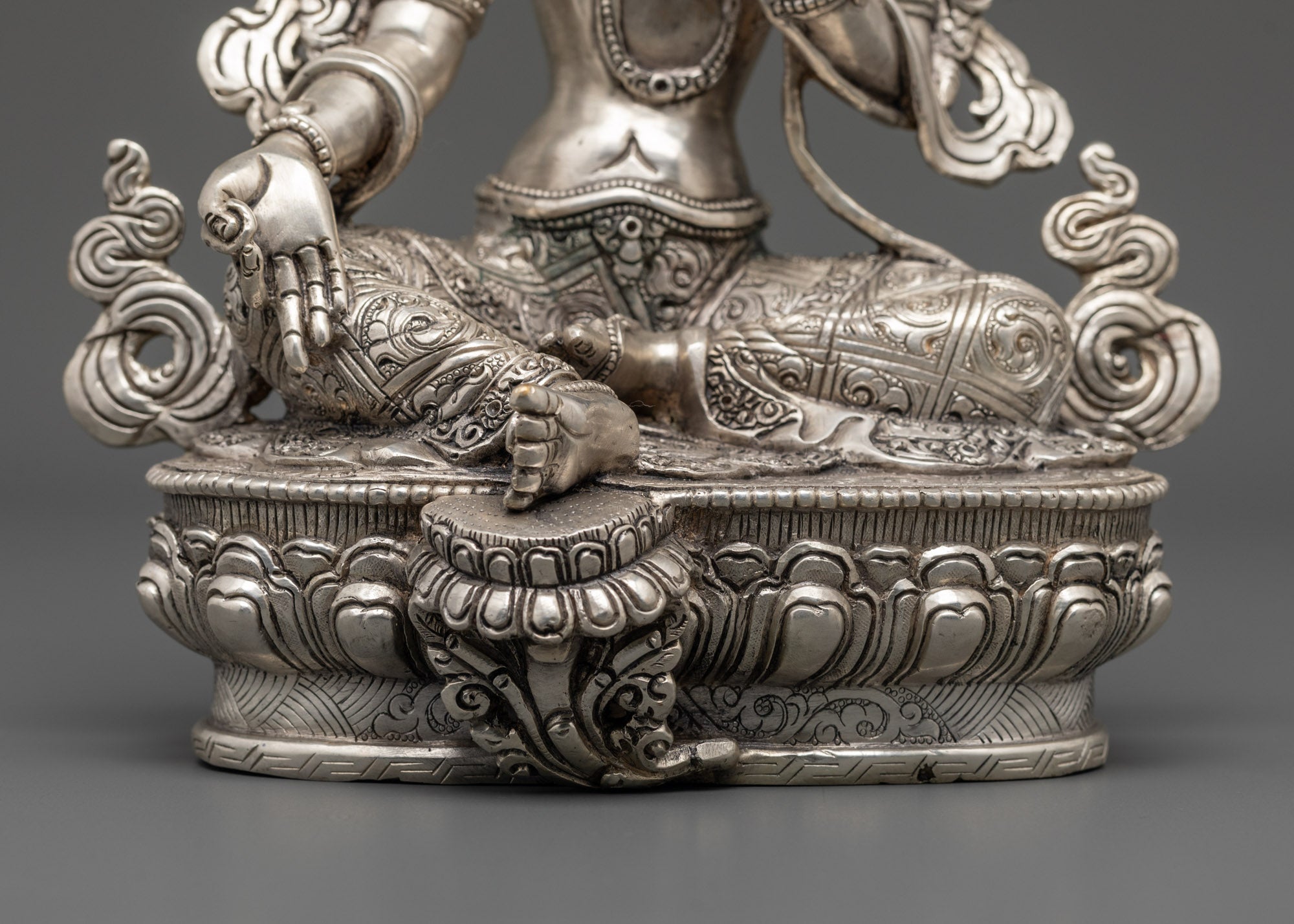 Nepal Handmade Silver-Plated Green Tara Statue