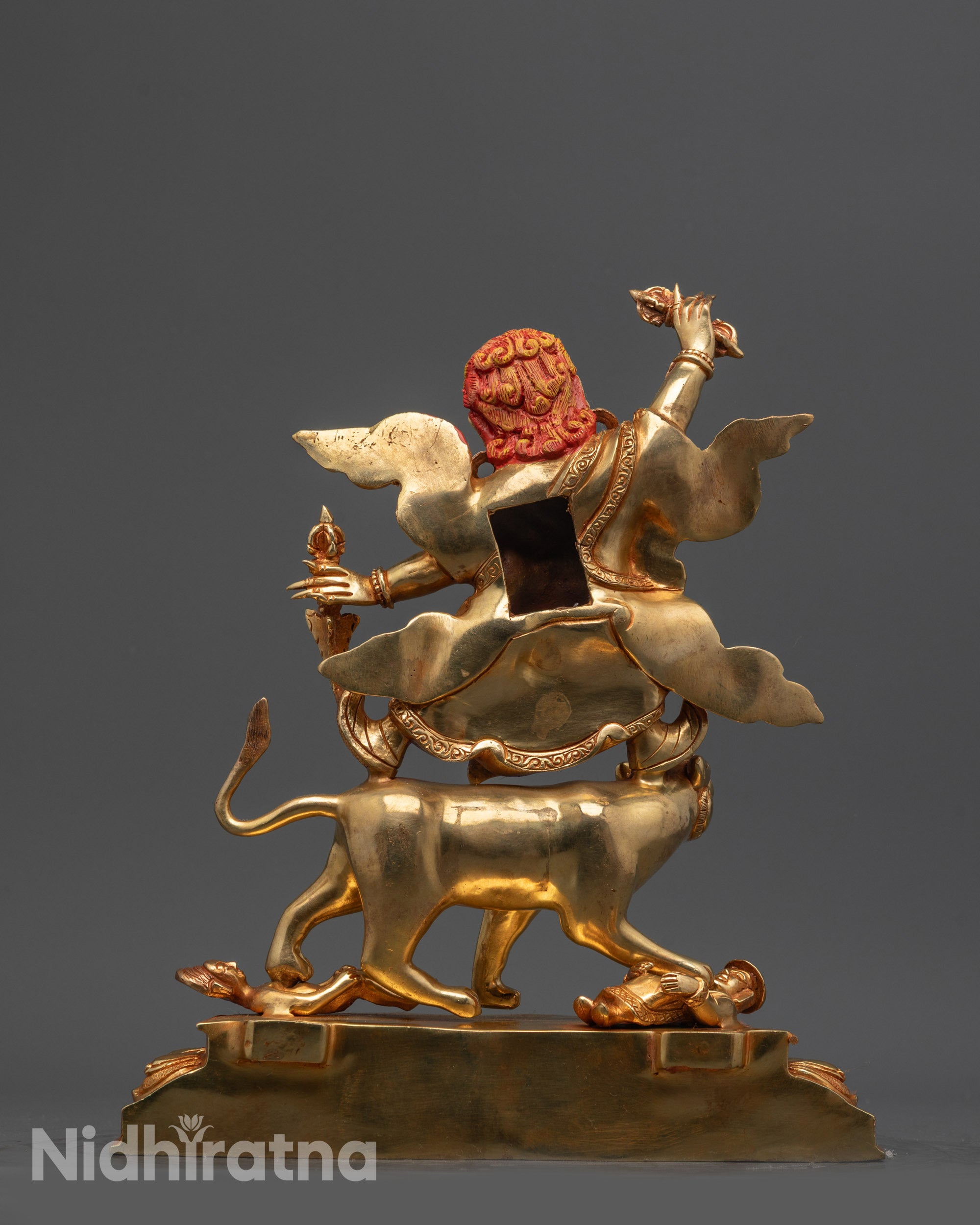 Wrathful Protector Dorje Drolo Sculpture | 24K Gold-Fire Gilded Statue