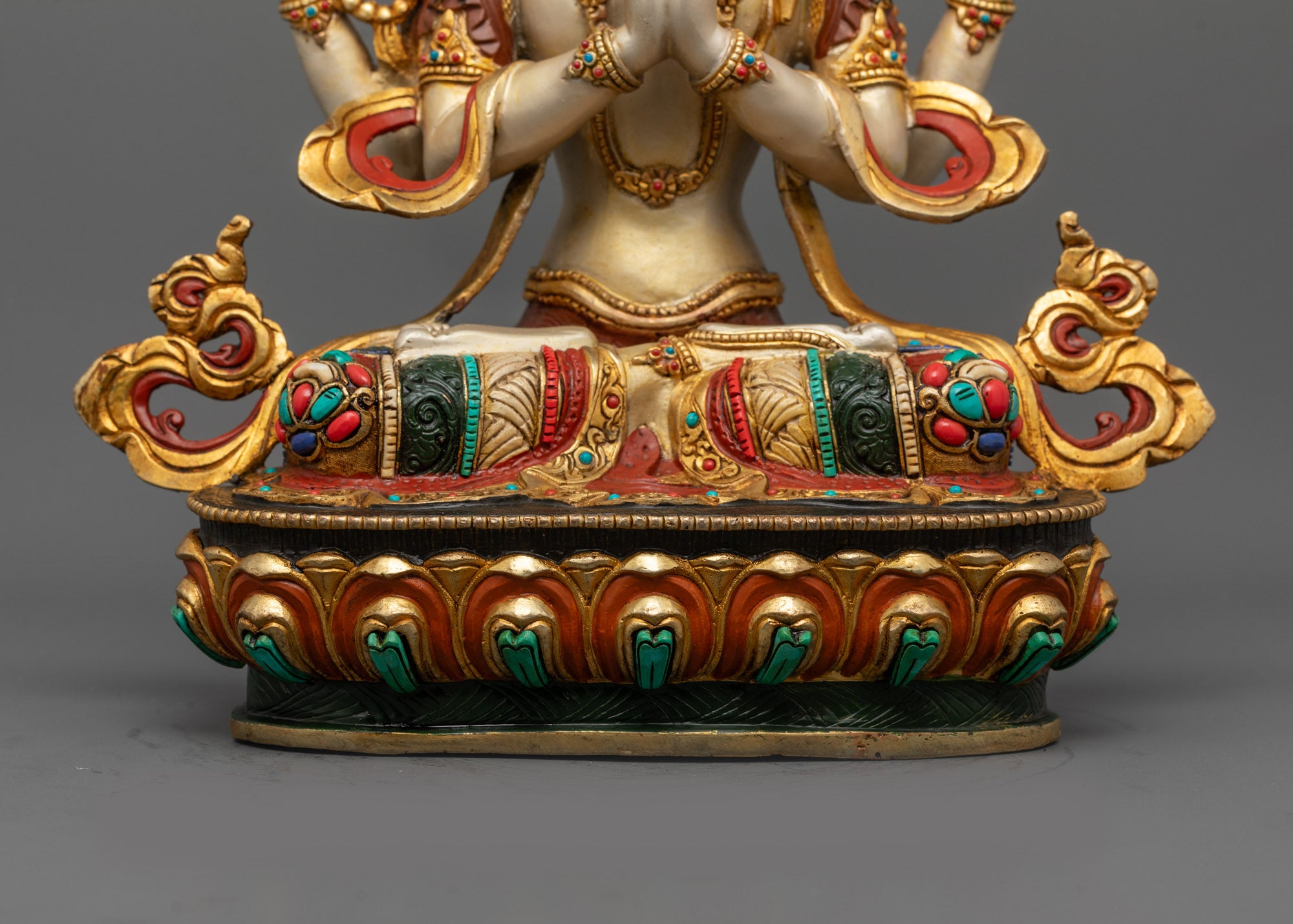 Tibetan four-Armed Chenrezig Statue | Bodhisattva Deity of Compassion