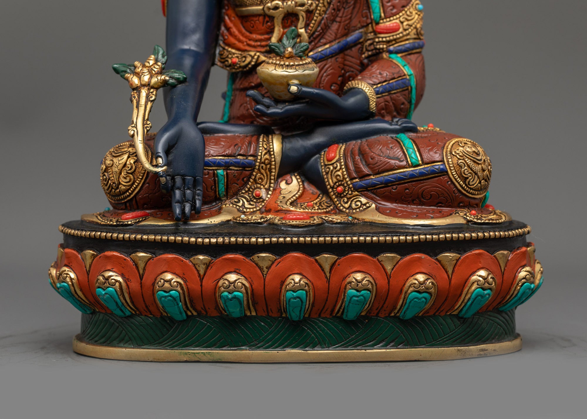 Blue Bhaisajyaguru Statue | Traditional Nepalese Idol for Healing
