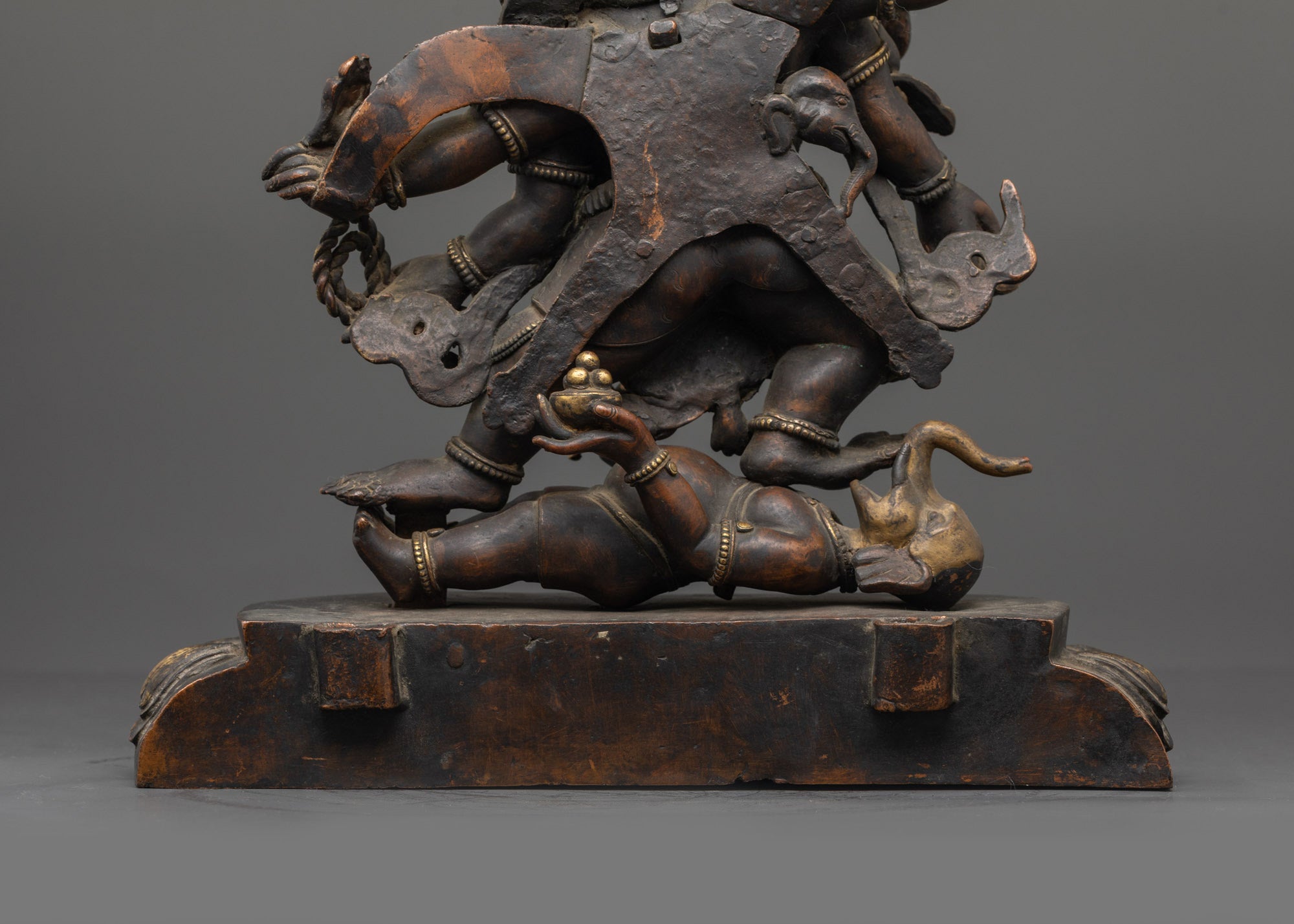 Antique Mahakala Statue | Sacred Six Armed Protector Deity Sculpture