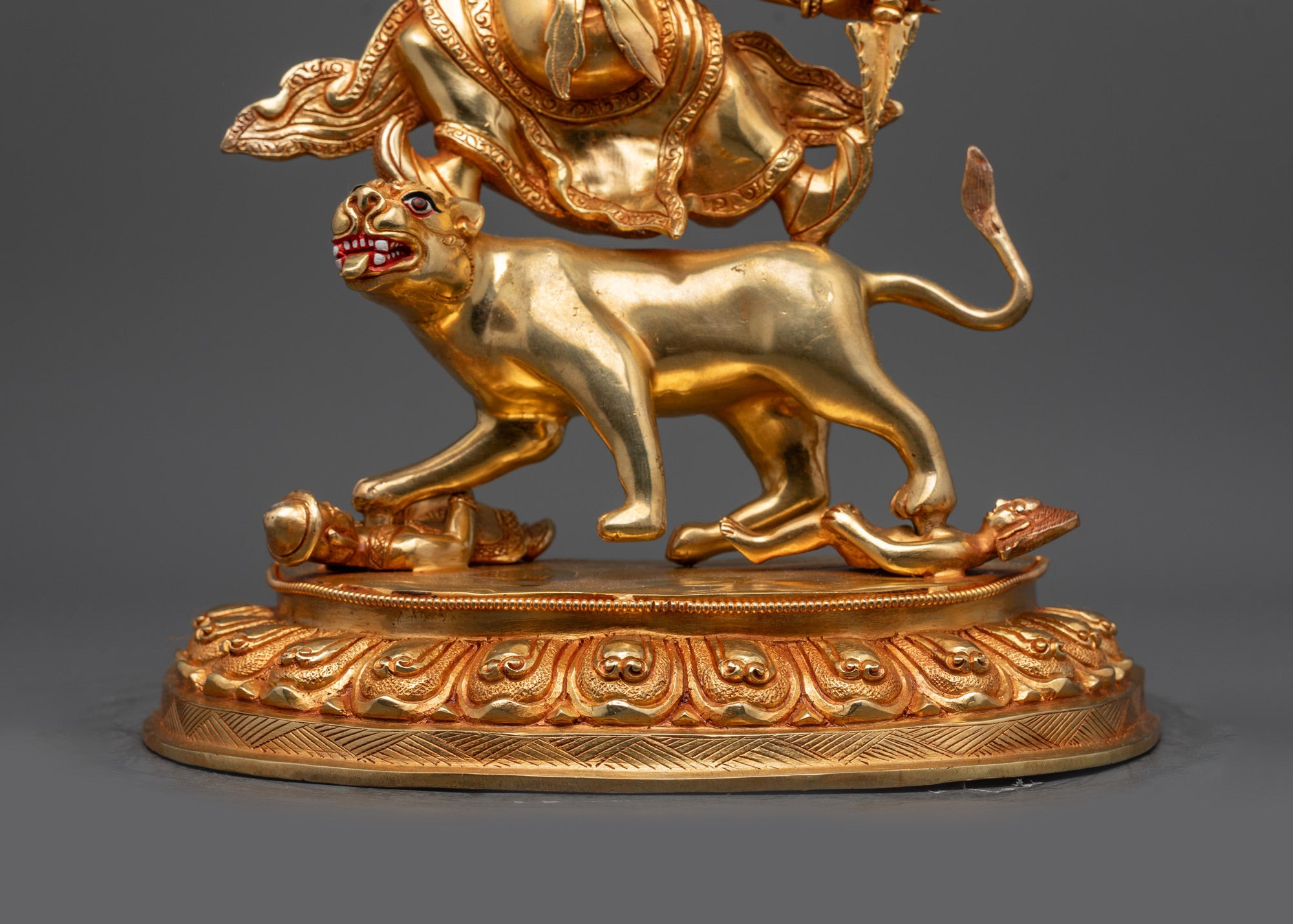 Wrathful Protector Dorje Drolo Sculpture | 24K Gold-Fire Gilded Statue