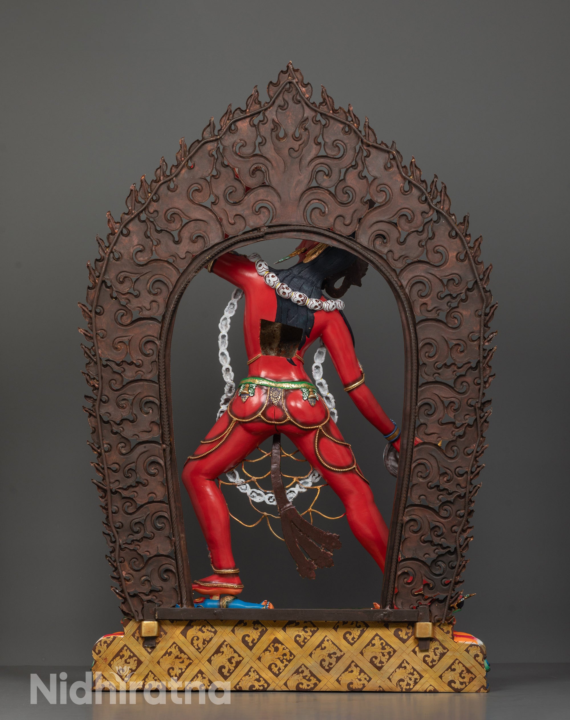 Back View of Vajrayogini Copper Statue | Intricately Designed Halo