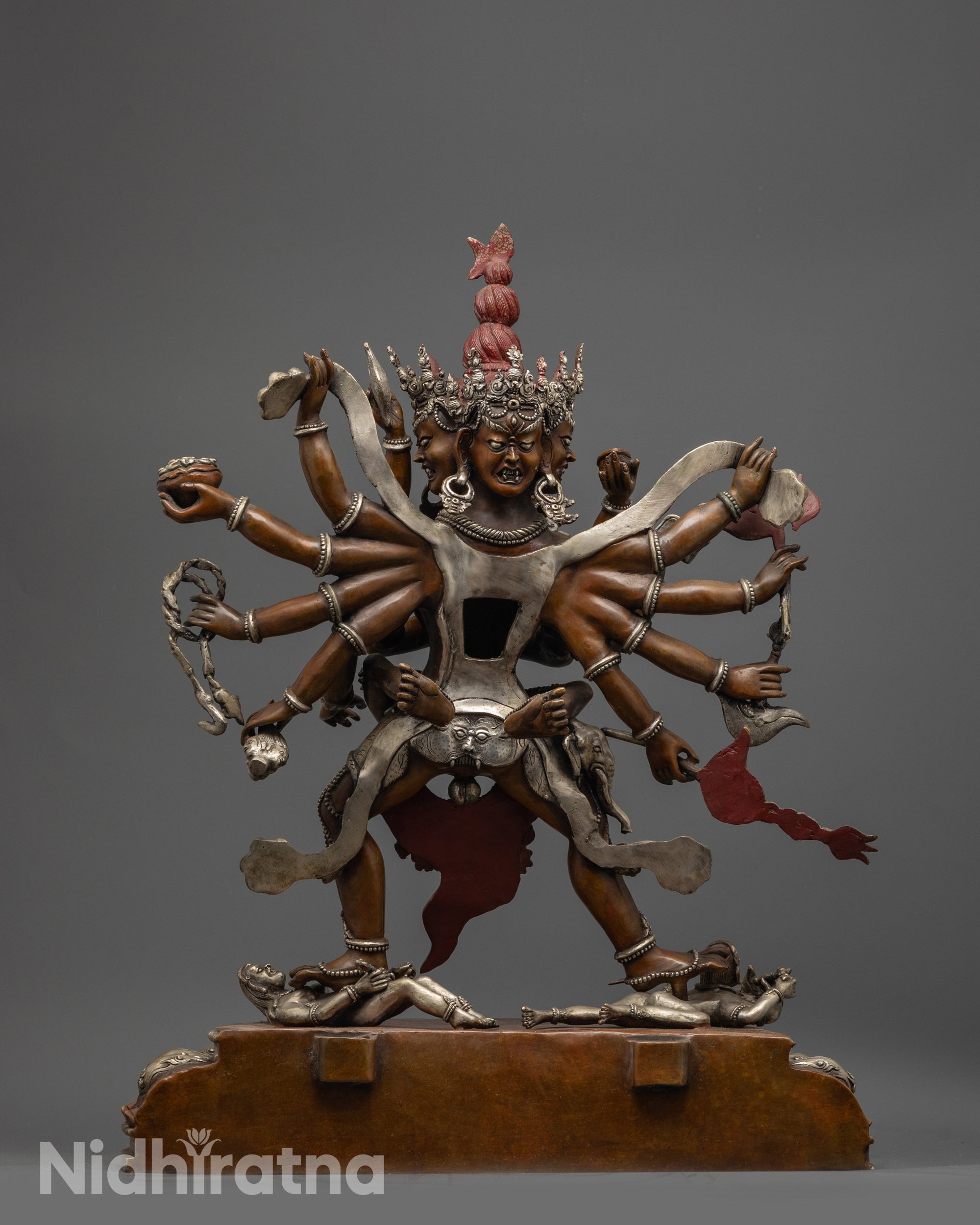 Oxidized Tantra Kalachakra Statue | Wheel of Time Deity for Rituals