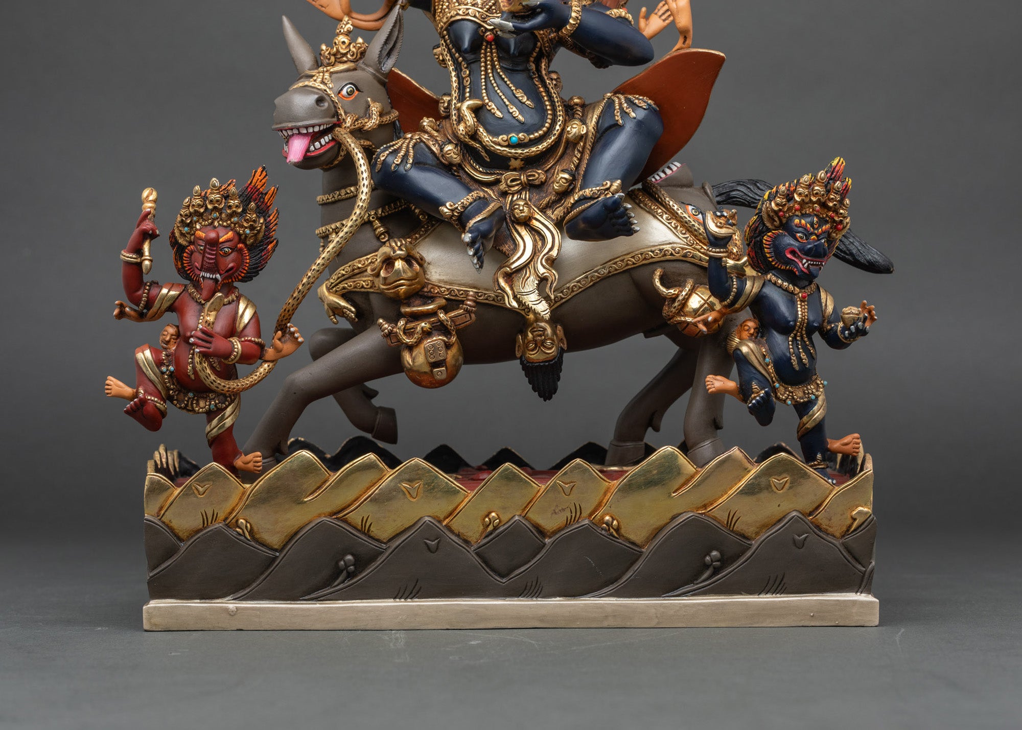 Palden Lhamo Statue | Hand-Painted Tibetan Buddhist Sculpture
