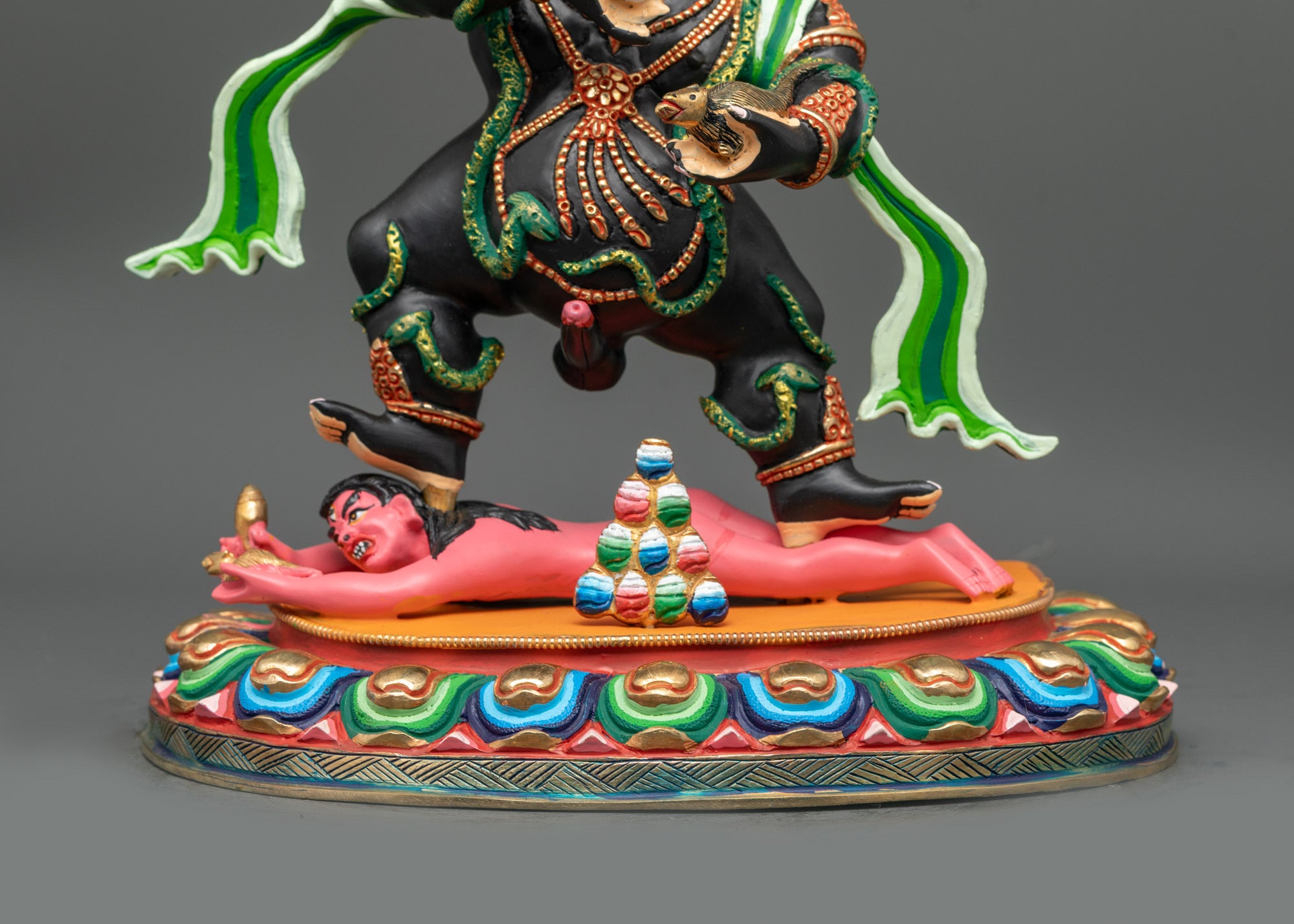 Nepalese Black Dzambhala Sculpture | Handmade Wealth Deity for Altar