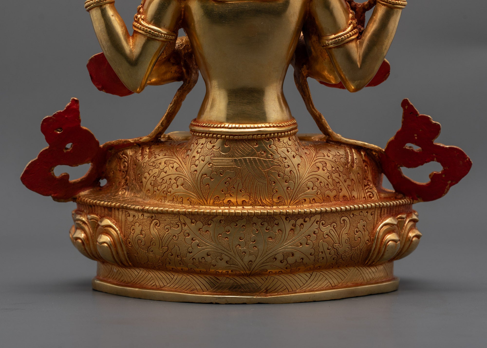 Four-Armed Avalokiteshvara Statue | 24K Gold-Gilded Face Chenrezig