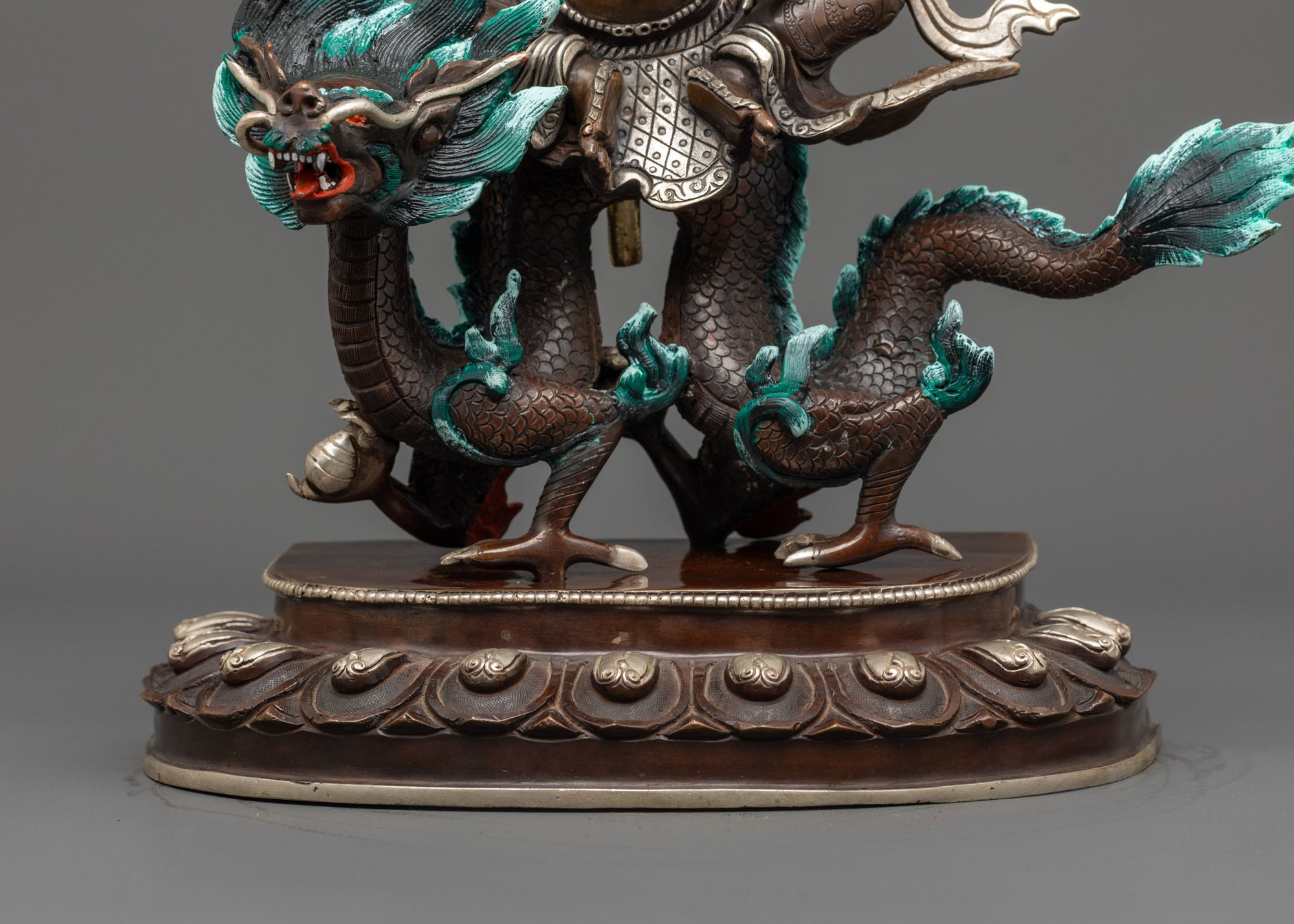 Hand-Finished White Dzambhala Statue | Authentic Oxidized Copper Craft