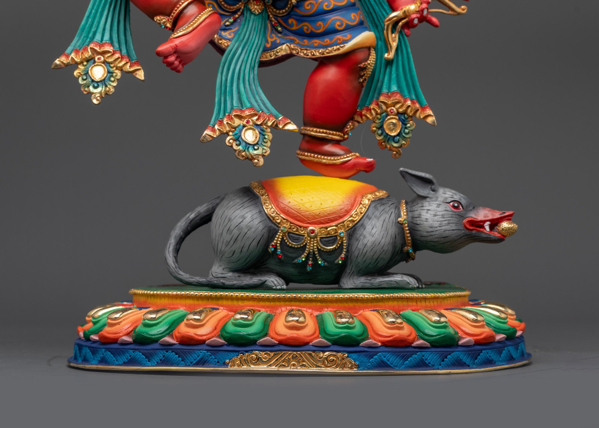 Premium Standing Rakta Ganesh Statue | Himalayan Nepalese Sacred Art