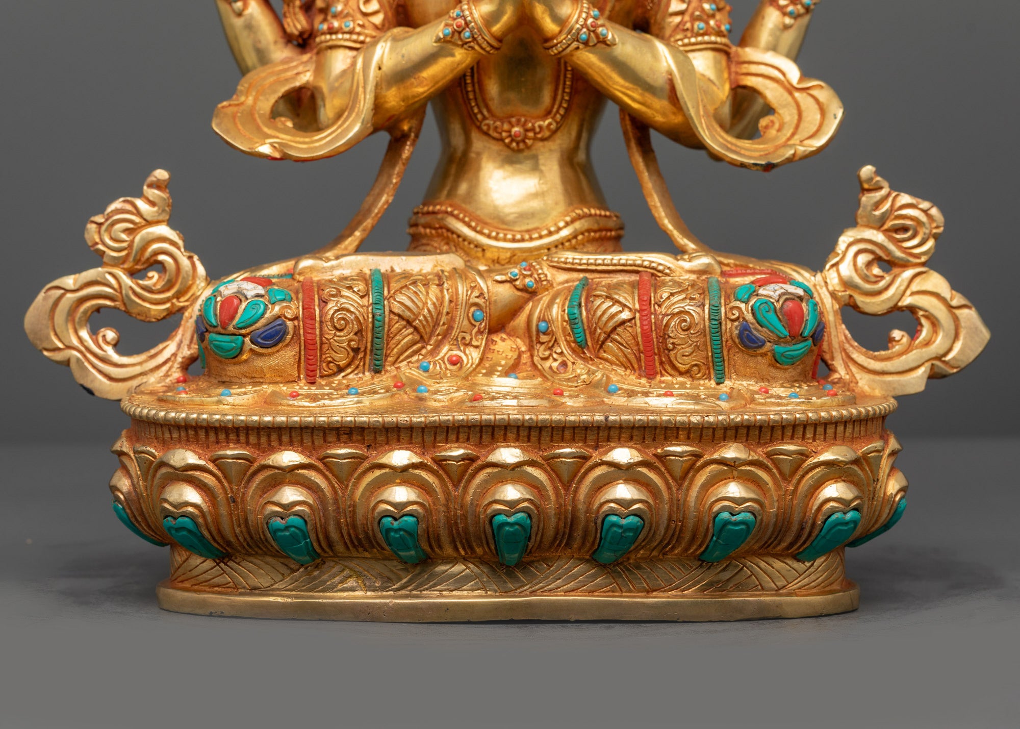 Tibetan Four Armed Handcrafted Chenrezig Statue