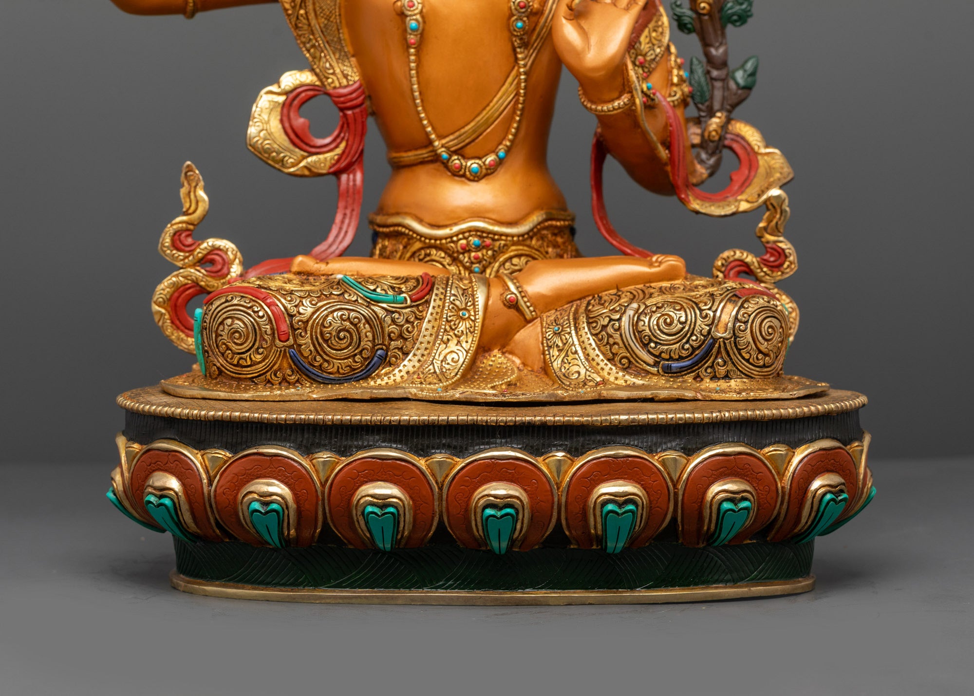 Coloured Manjushri Statue | Handcrafted Nepalese Bodhisattva Sculpture