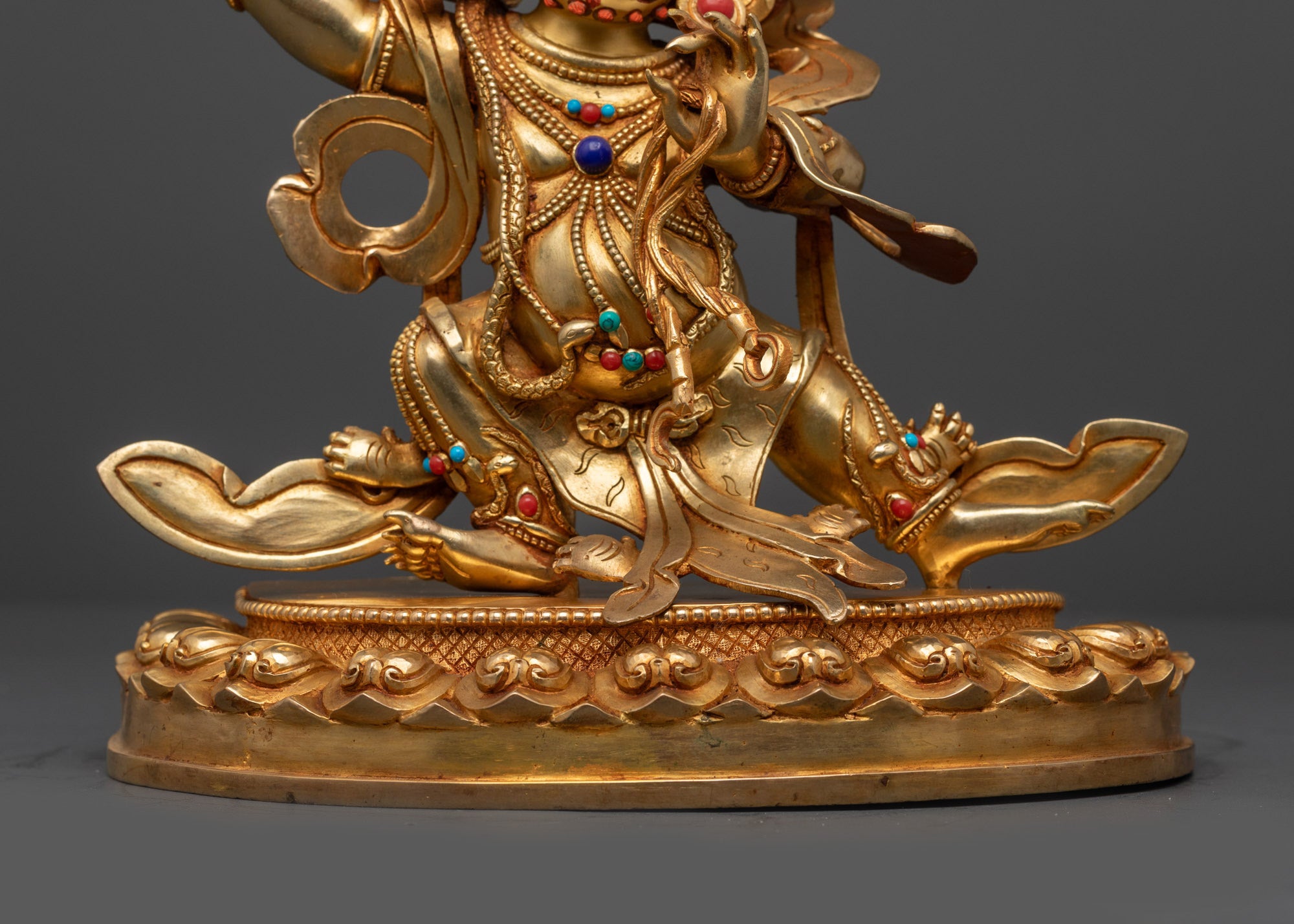 Wrathful Vajrapani Statue | 24K Gold-Gilded Guardian of Enlightenment