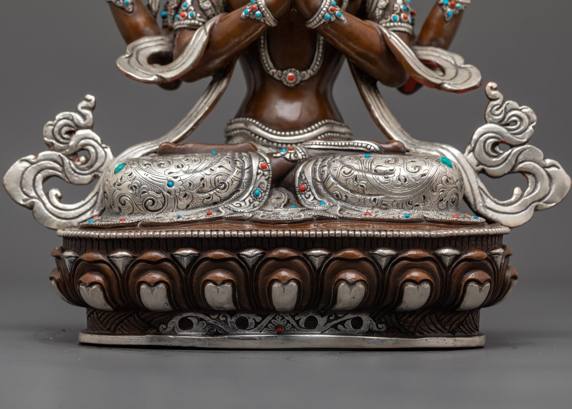 Nepalese Oxidized Chenrezig Statue | Himalayan Buddhist Art
