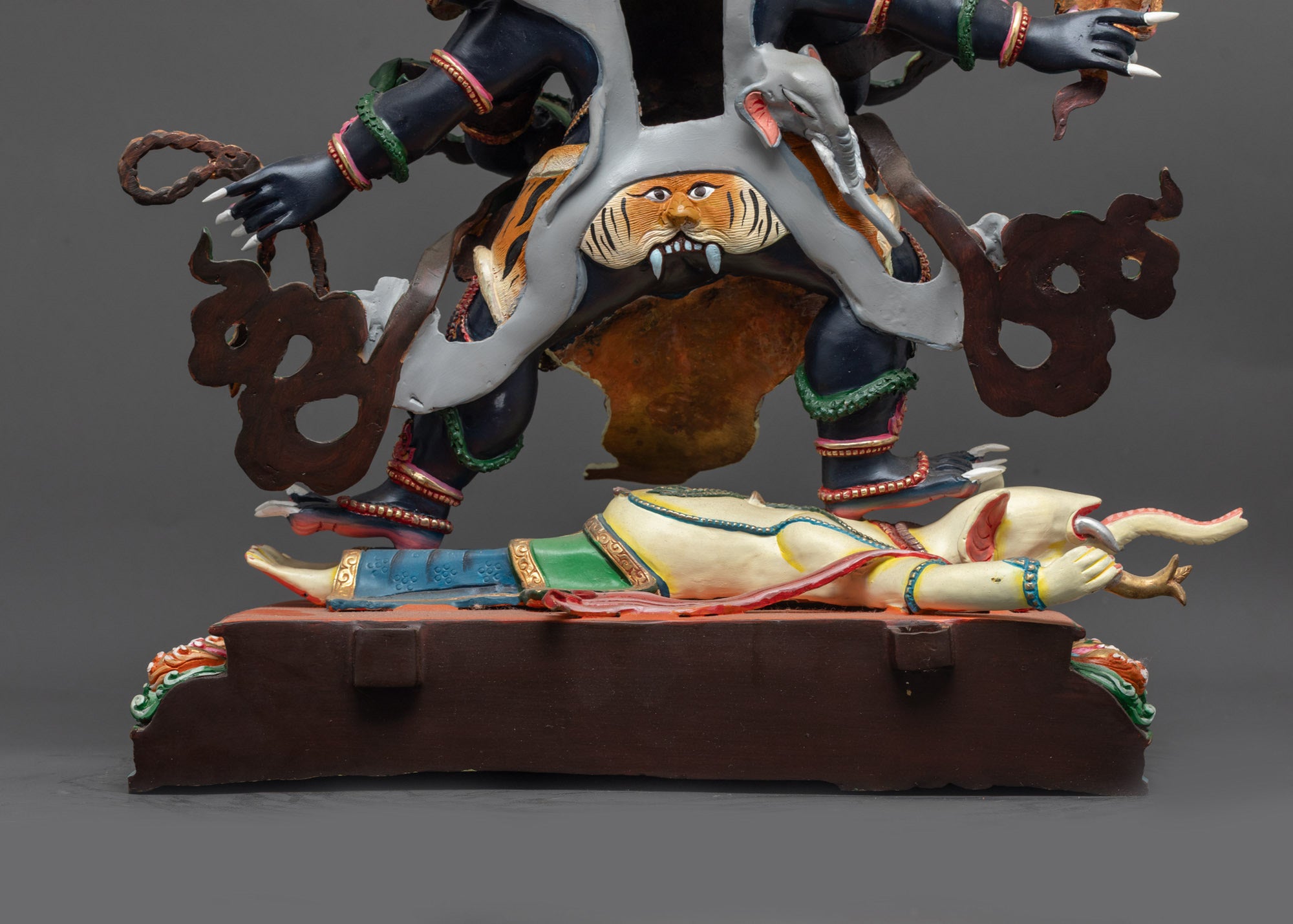 Handcrafted Six-Armed Mahakala Statue | Fierce Dark Blue Protector