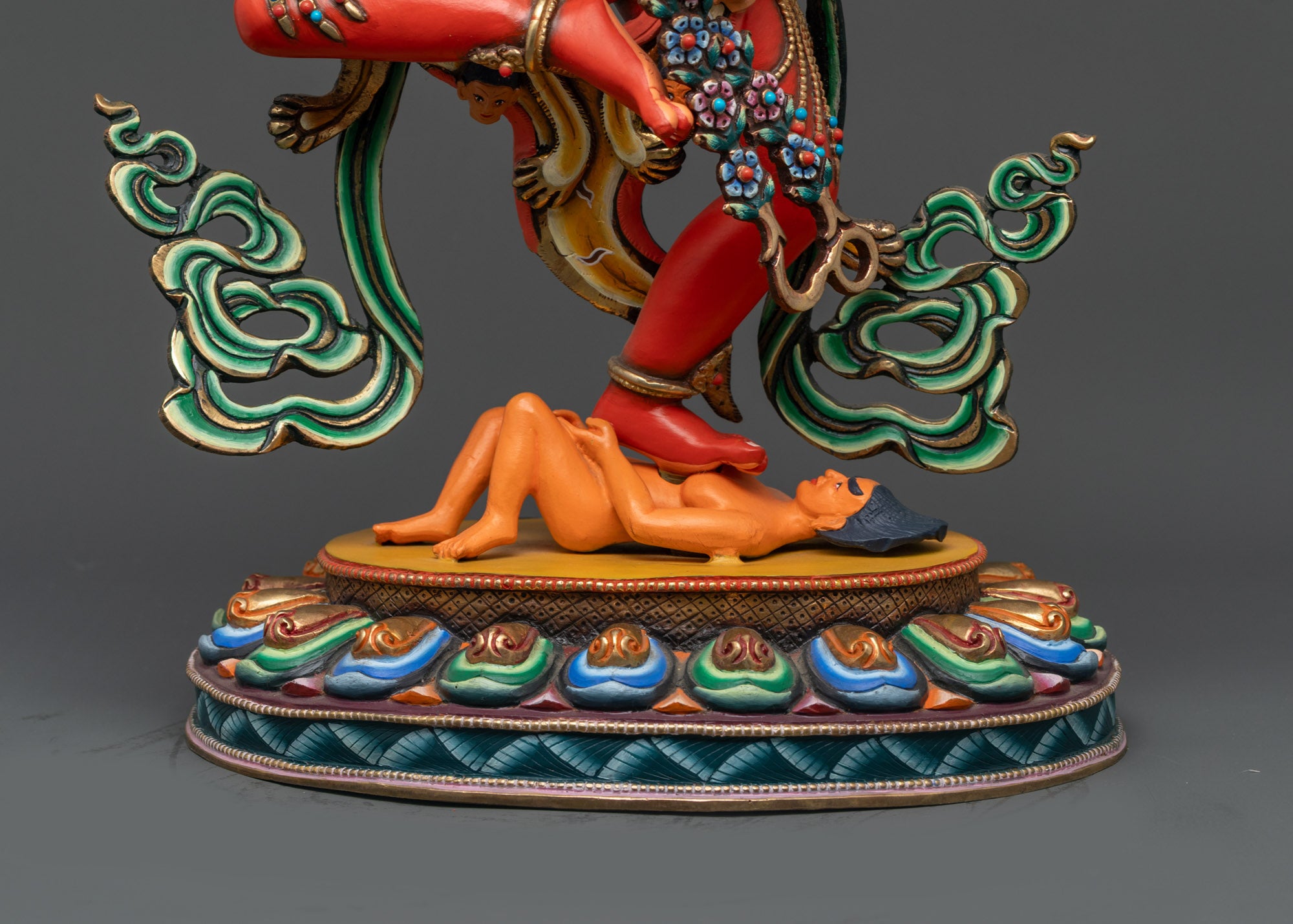 Red Kurukulla Statue | Hand-Carved Buddhist Dakini Sculpture