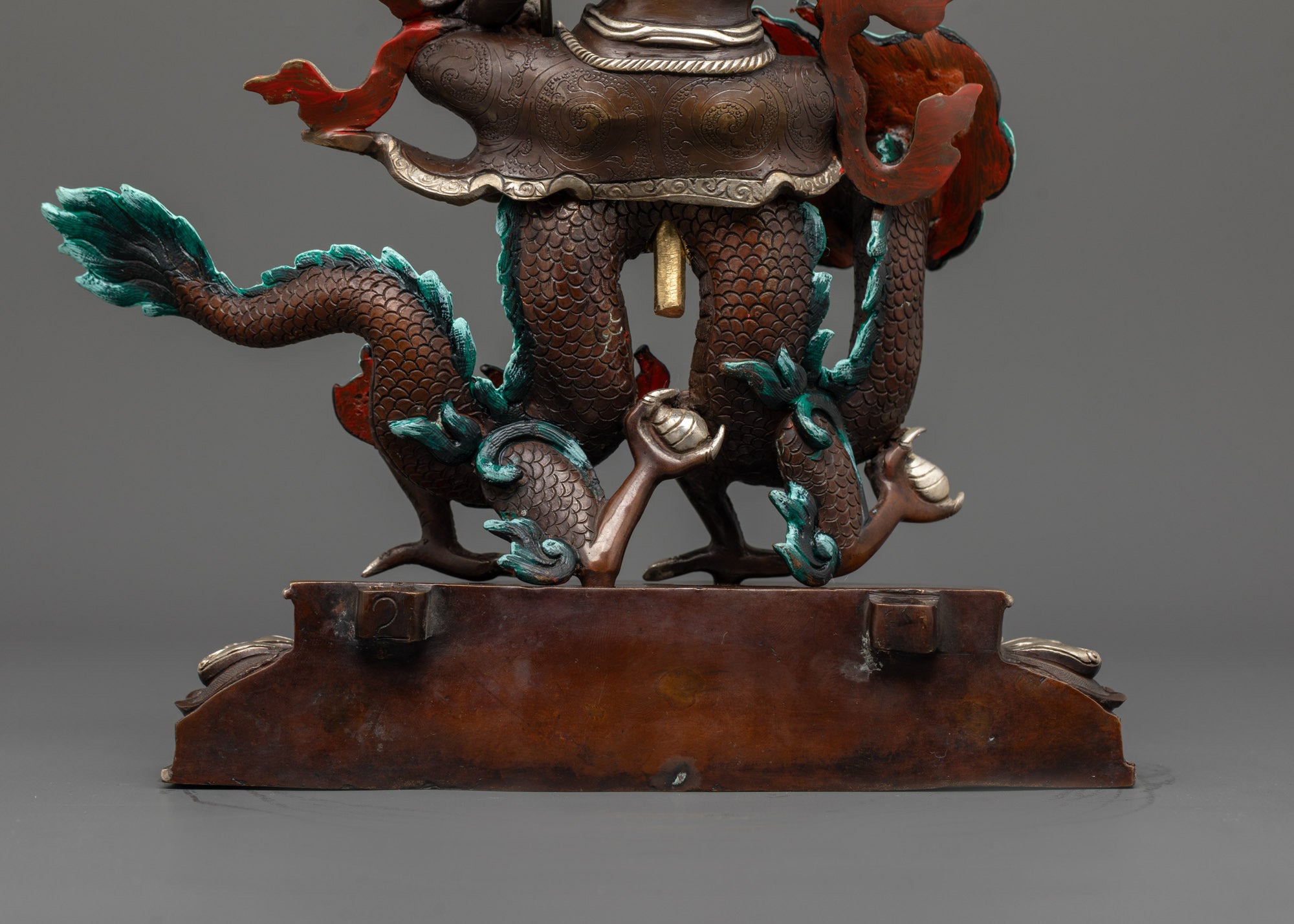 Hand-Finished White Dzambhala Statue | Authentic Oxidized Copper Craft