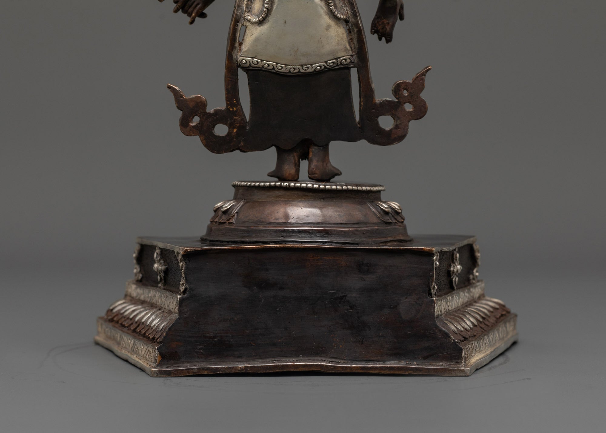 Oxidized Copper Lokeshwor Statue with Silver Plating