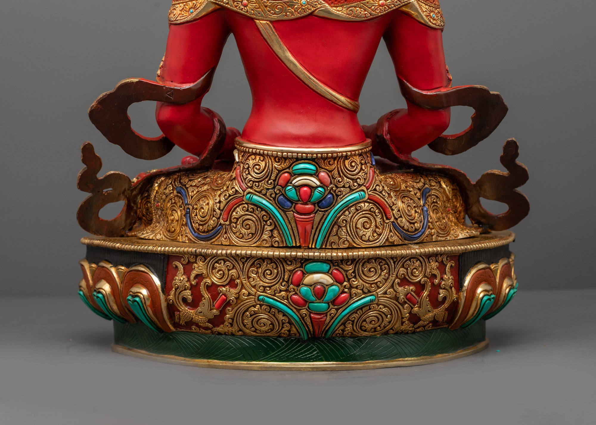 Red Hued Amitayus Statue | Nepalese Buddhist Sculpture for Longevity