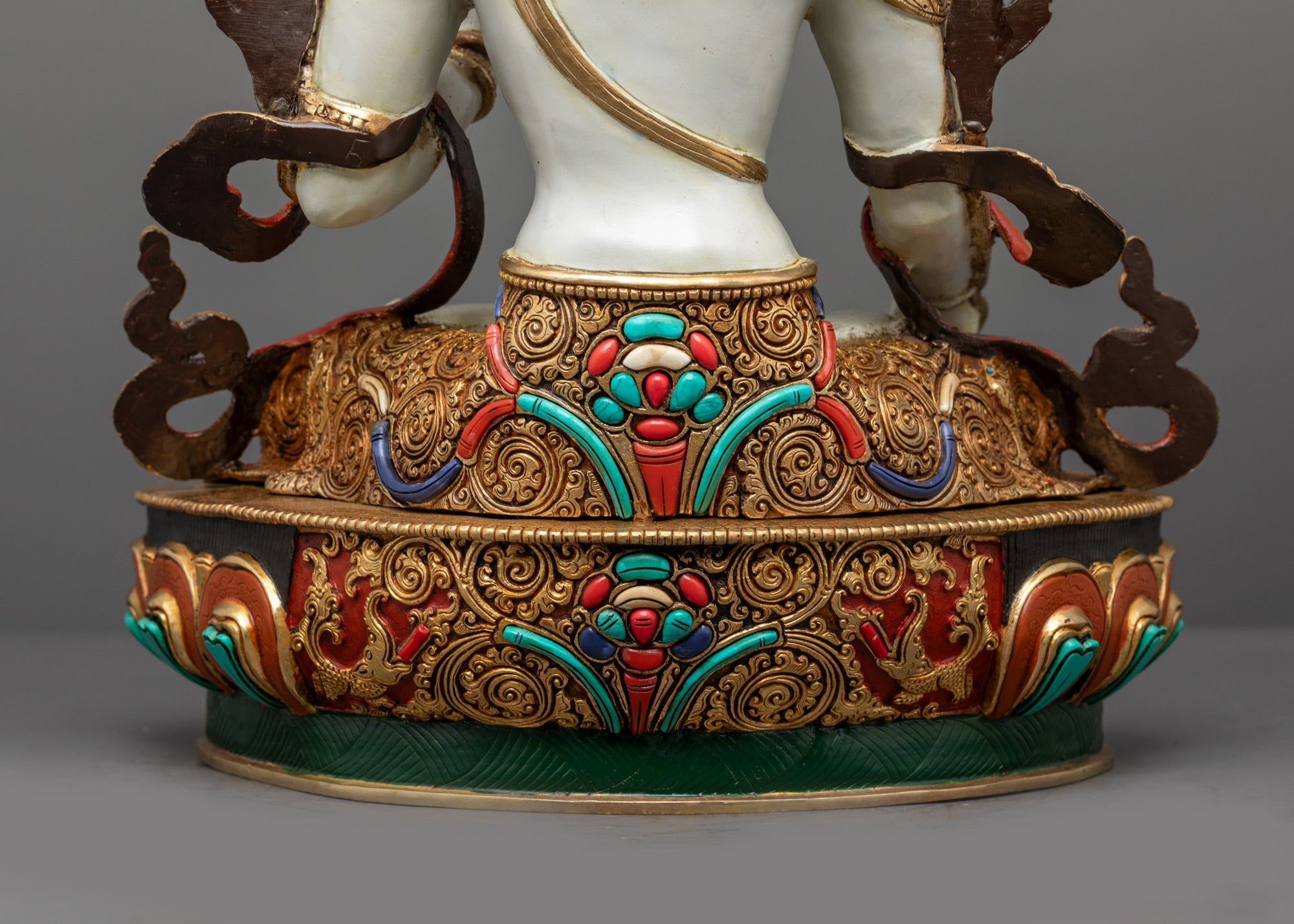 Nepalese Coloured White Tara Statue | Traditional Sacred Sculpture
