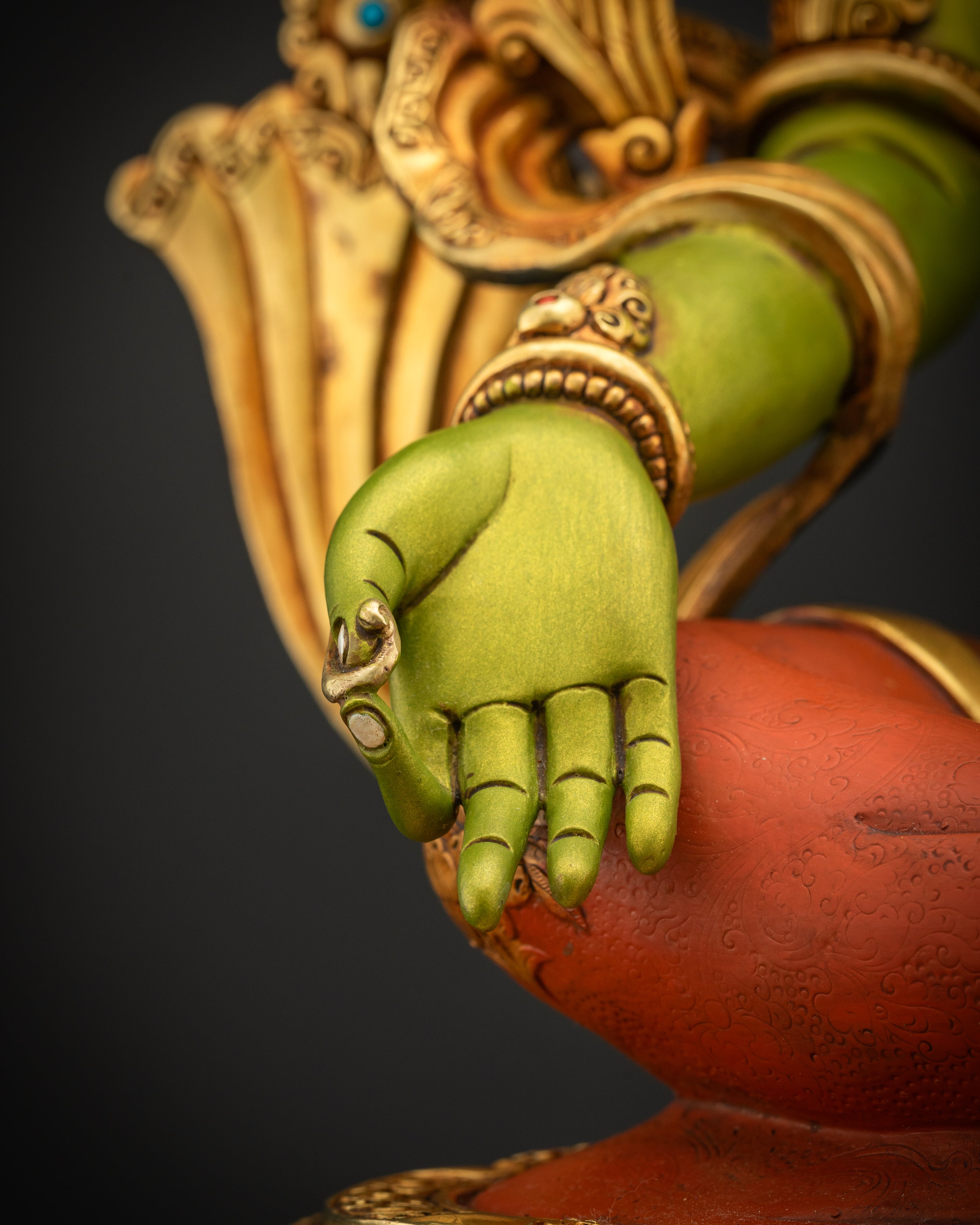 Handcrafted Green Tara Statue | Protector Deity for Personal Shrine