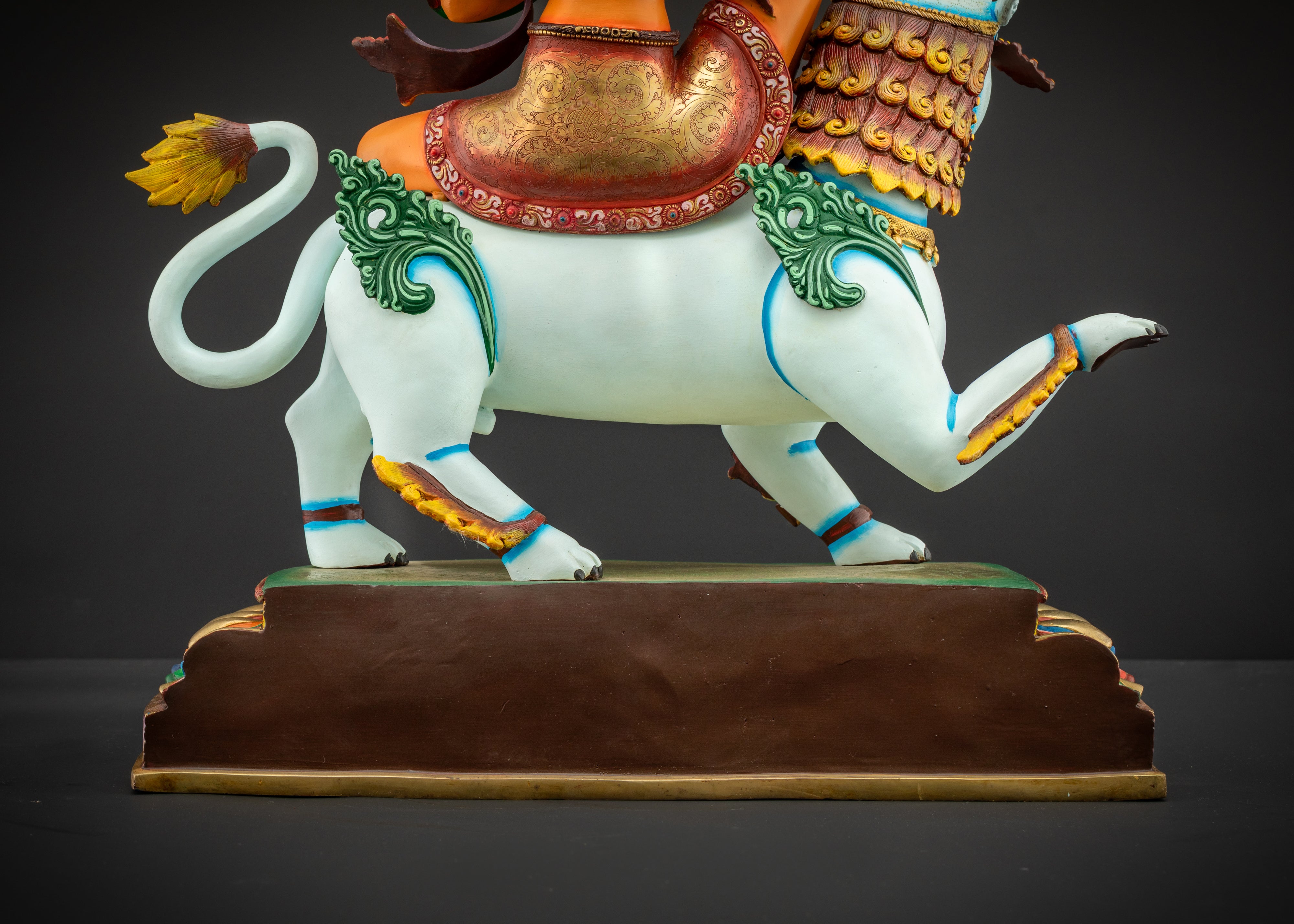 Manjushri Statue Seated on Snow Lion | Hand-Painted Wisdom Deity