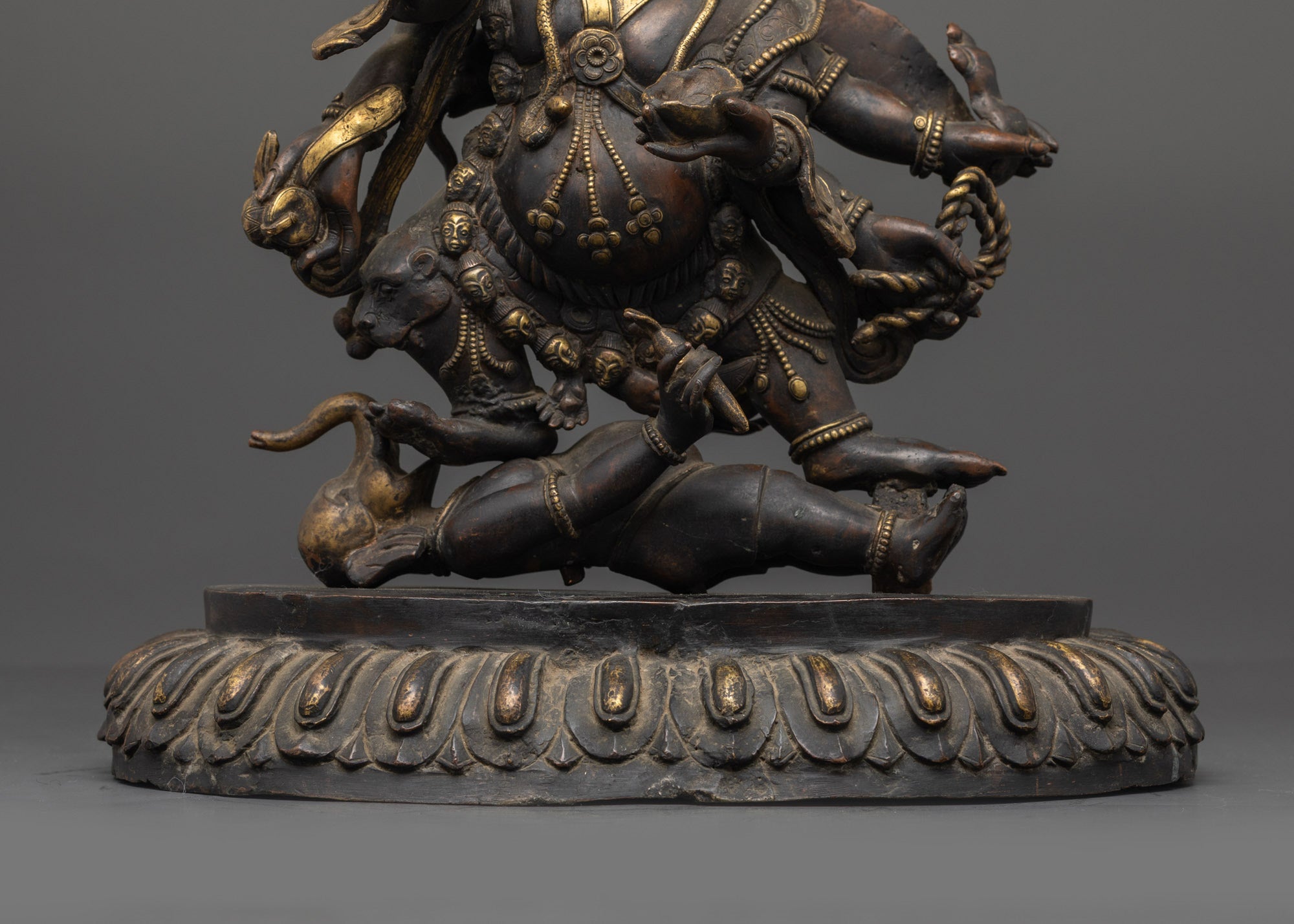 Antique Mahakala Statue | Sacred Six Armed Protector Deity Sculpture