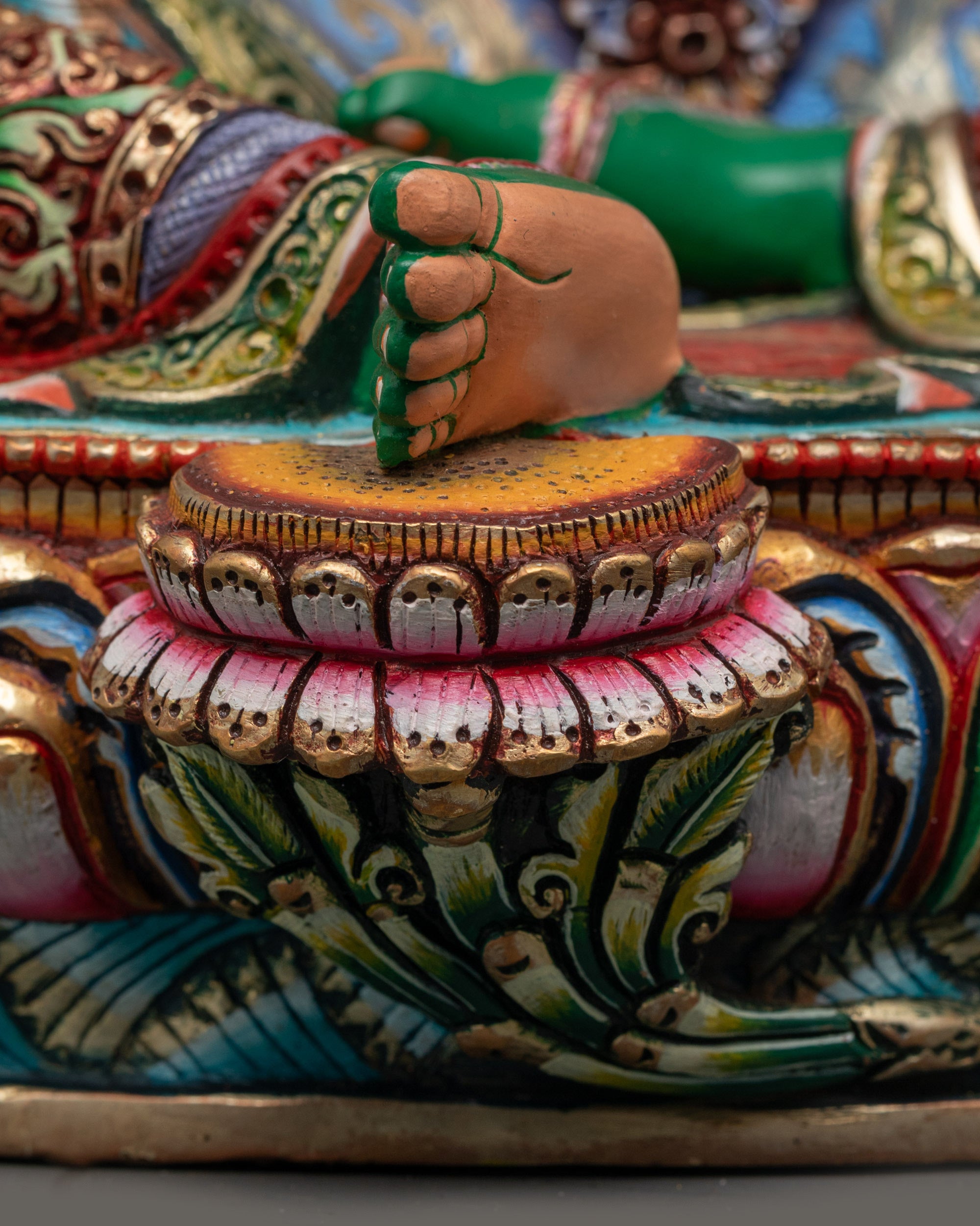 Coloured Green Tara Statue | Peaceful Nepalese Meditation Sculpture