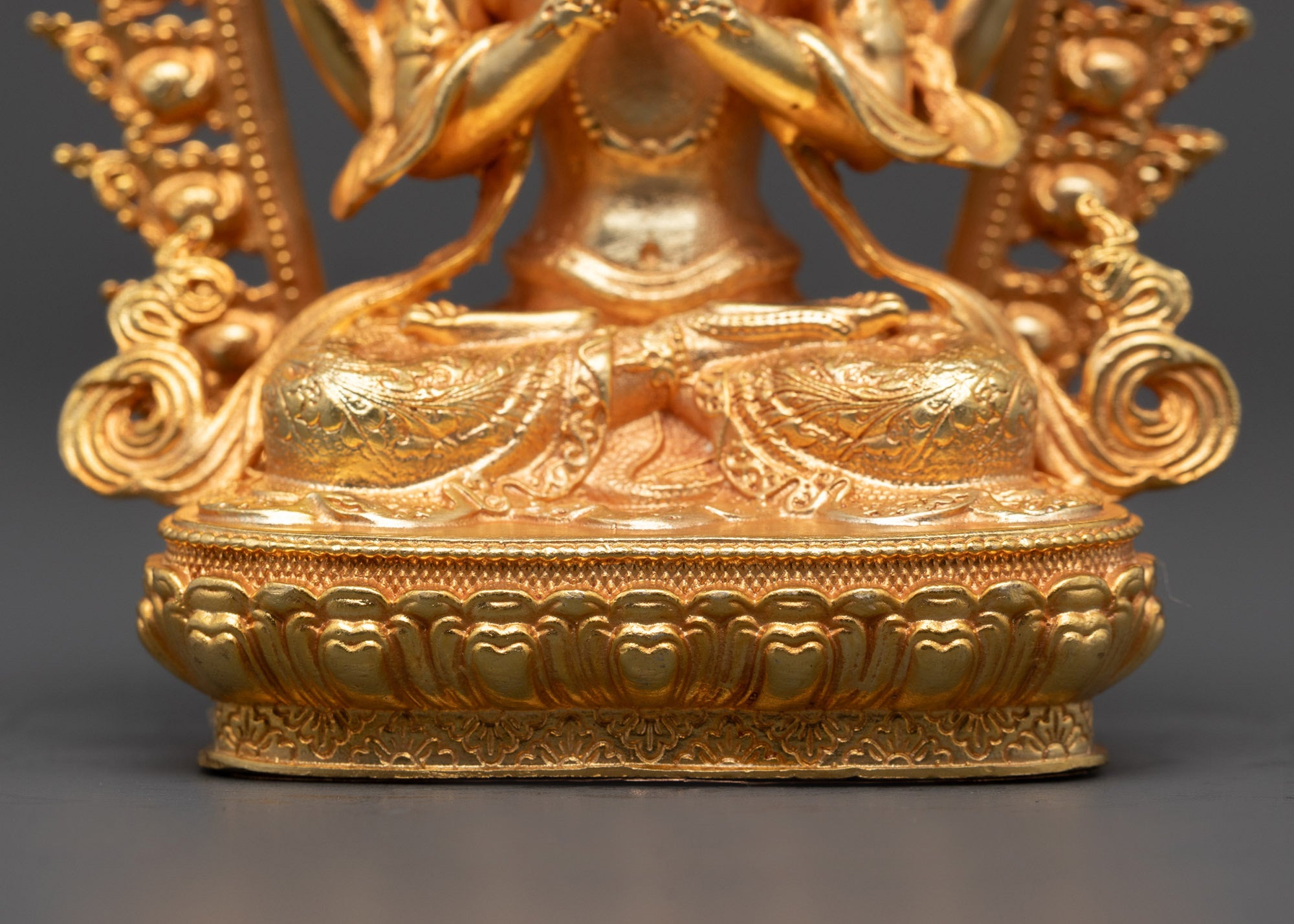 Nepalese Chenrezig Statue | 24k Gold Gilded Machine-Cast