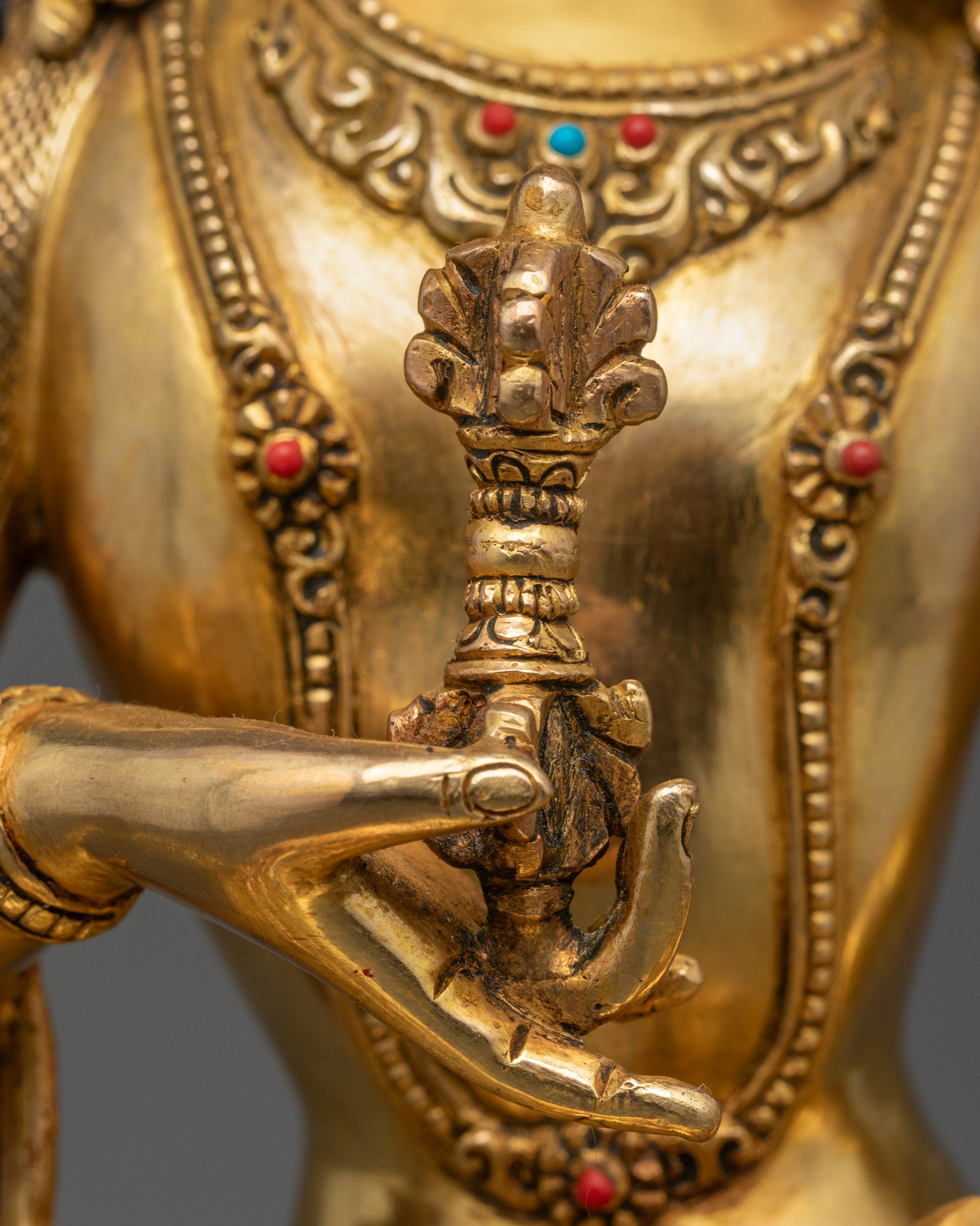 Authentic Vajrasattva Statue | 24K Gold-Gilded Face Buddhist Statue