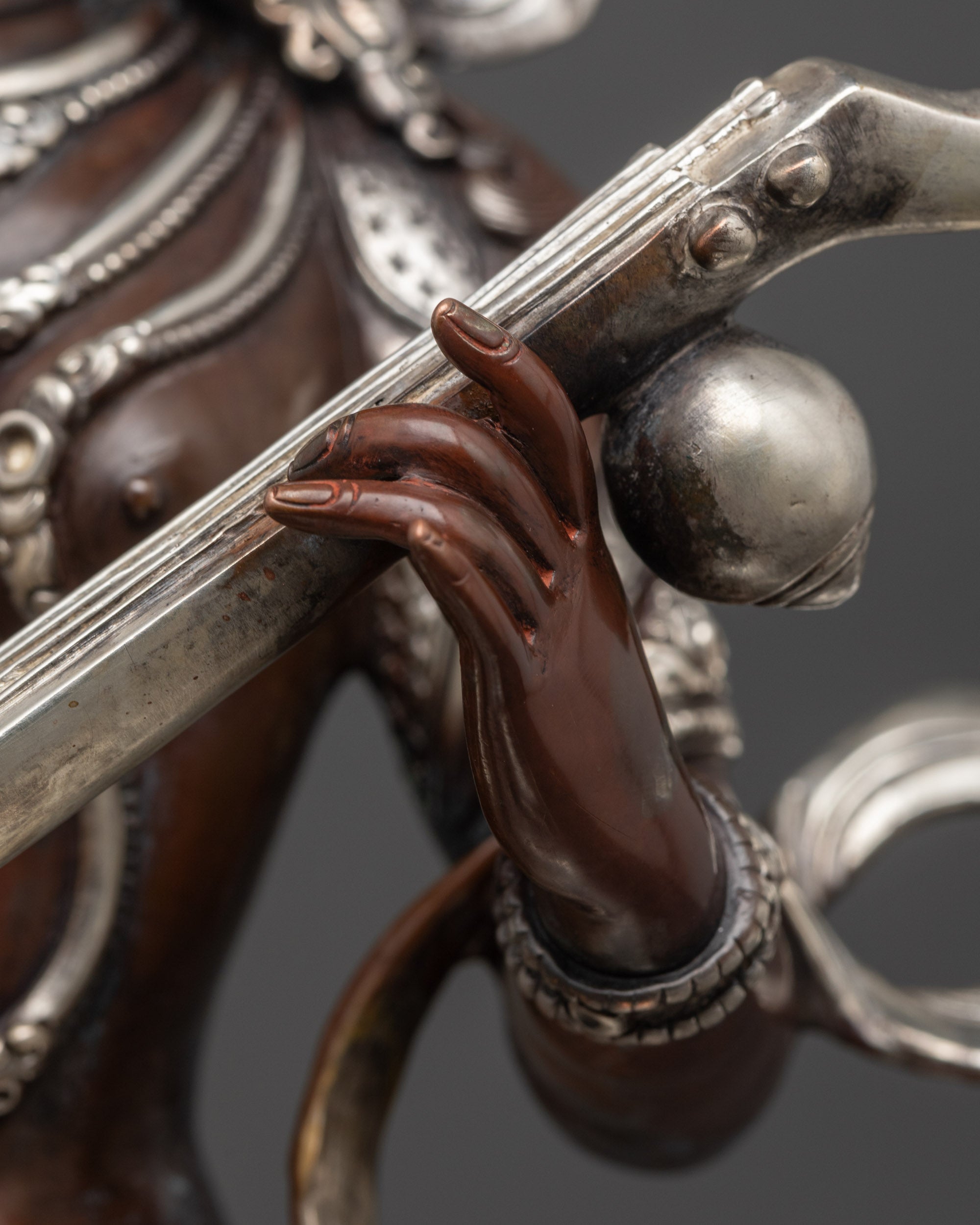 Exquisite Oxidized Saraswati Statue | Handcrafted Goddess of knowledge